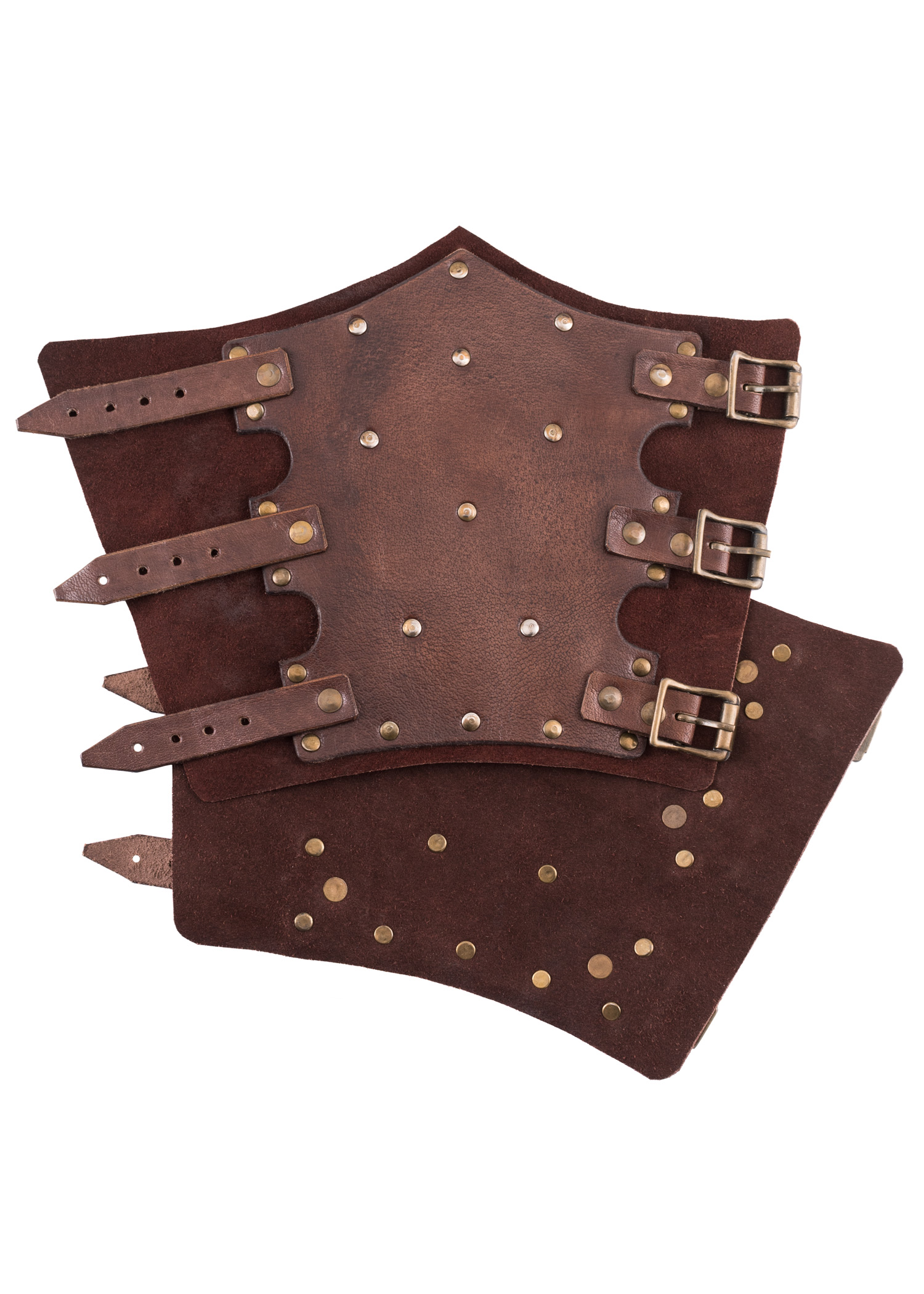 Leather Bracers with Rivets and Suede Underlayer, Pair, various colours