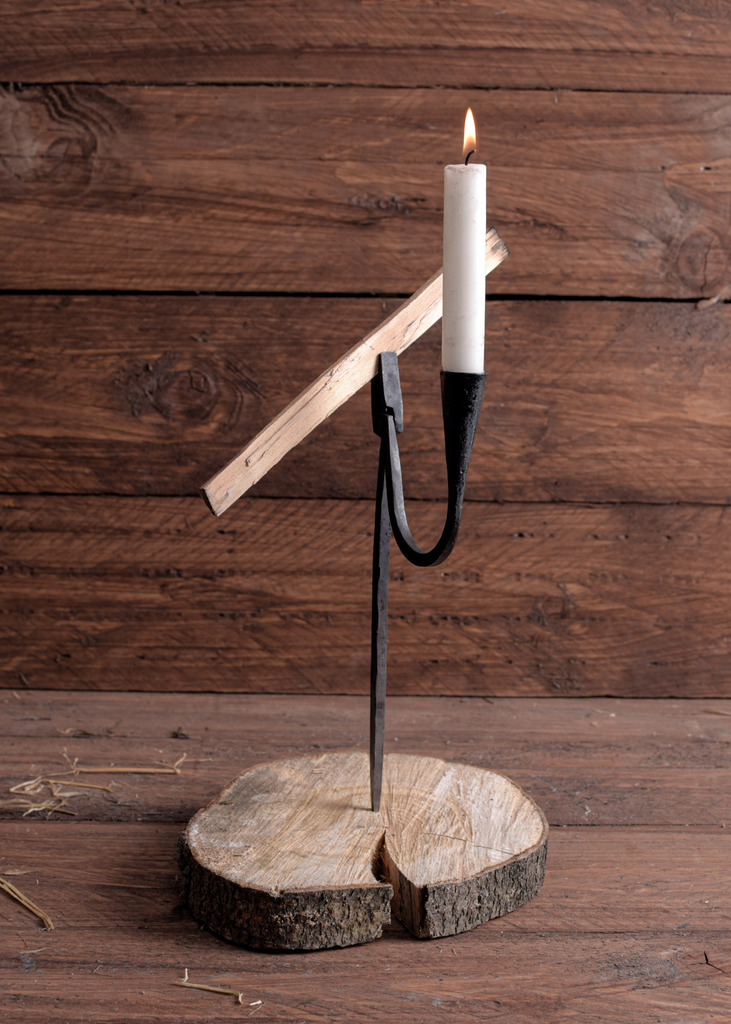 Hand-Forged Rushlight Holder / Candlestick with Pointed End