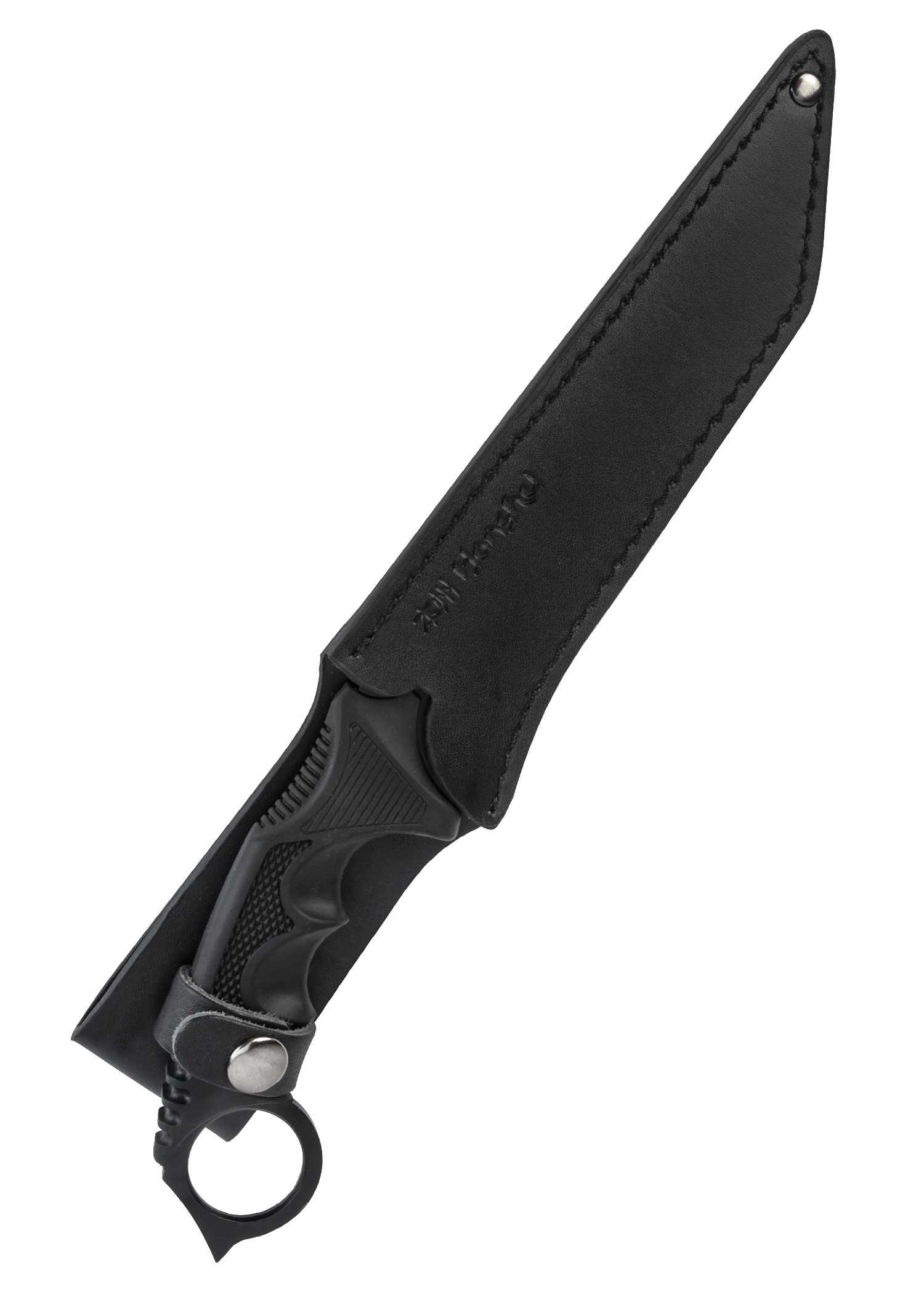 Honshu Aizu Ring Fighter Tanto mit Scheide, schwarz