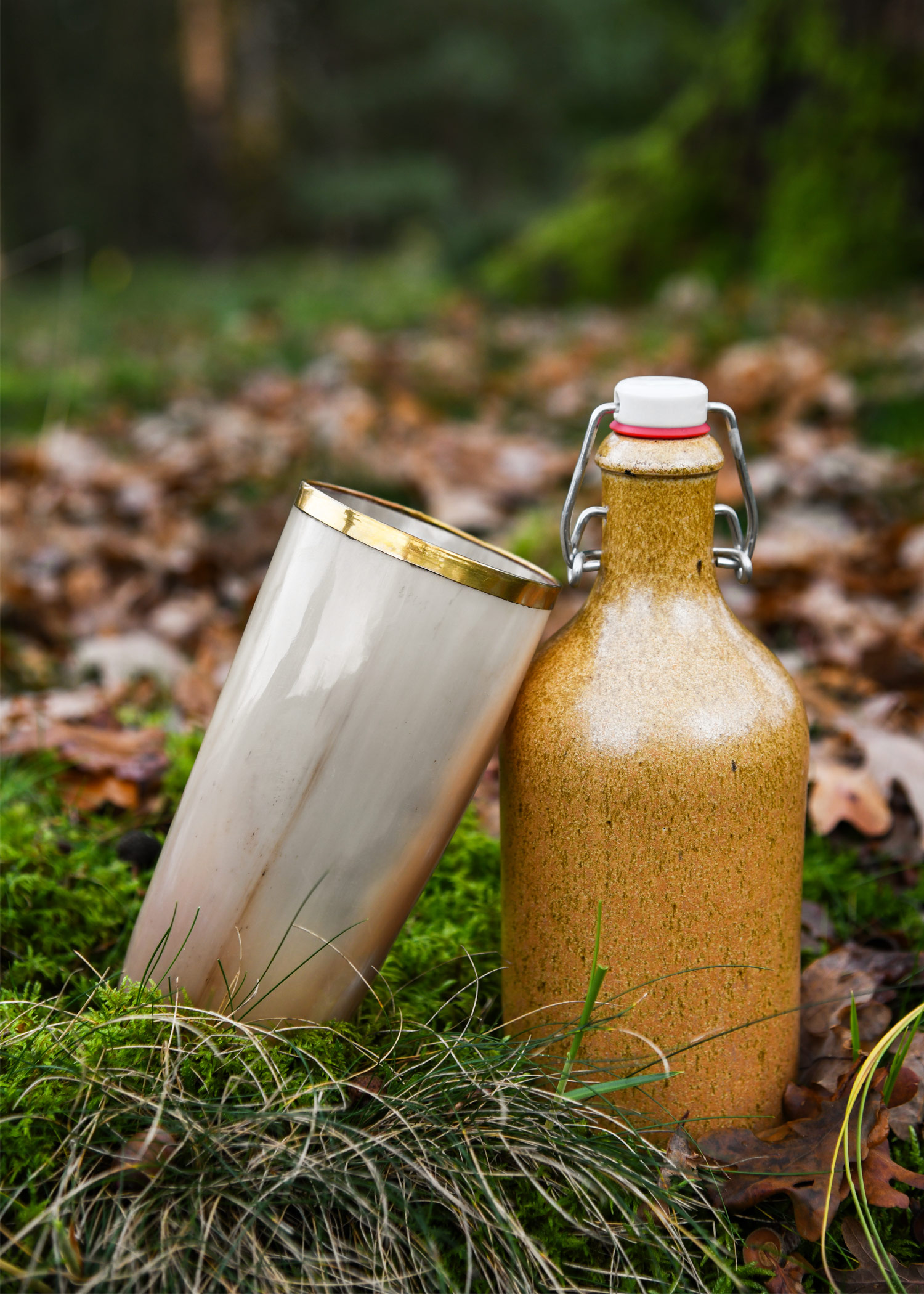 Horn Drinking Cup with Brass Rim, without Handle