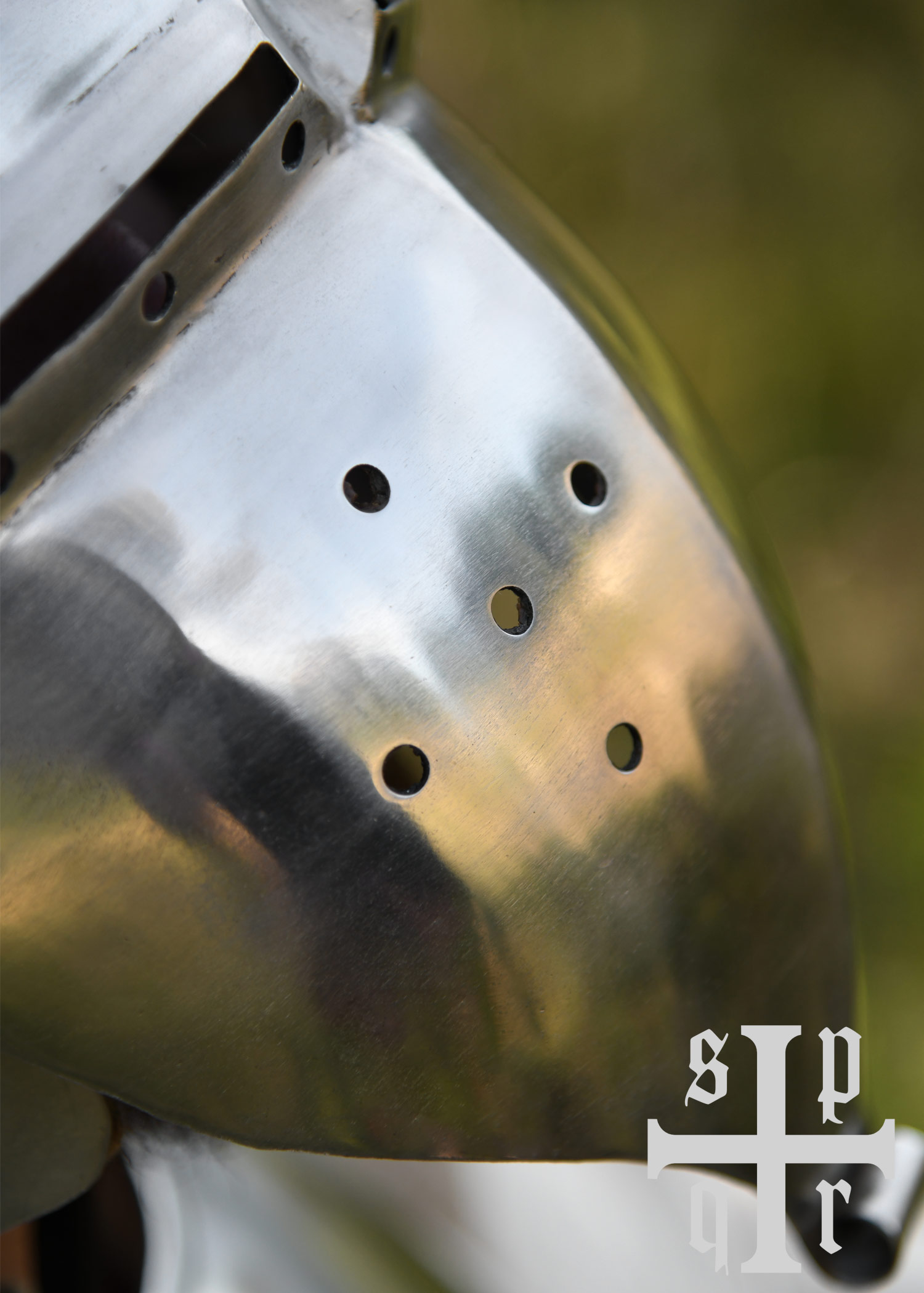 Beckenhaube mit Klappvisier und Zwiebel-Top, Mittelalter-Helm, 2 mm Stahl