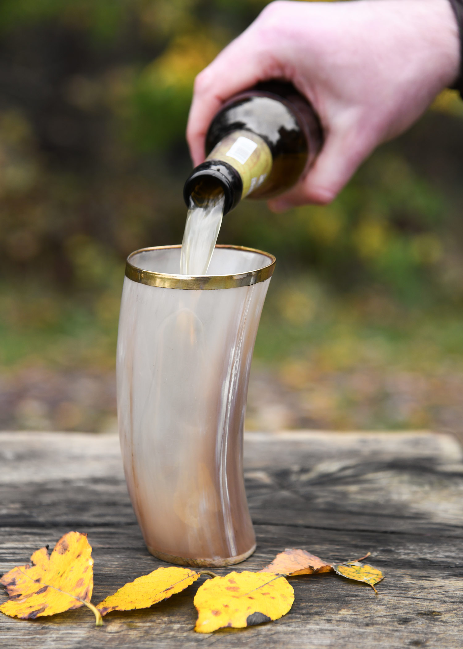 Horn Drinking Cup with Brass Rim, without Handle