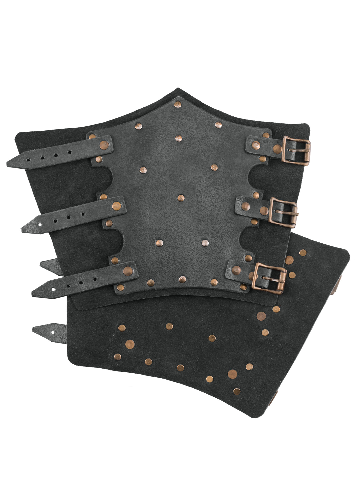 Leather Bracers with Rivets and Suede Underlayer, Pair, various colours