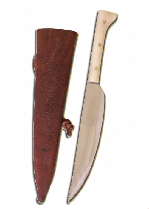 Messer mit brauner Lederscheide, ca. 23 cm