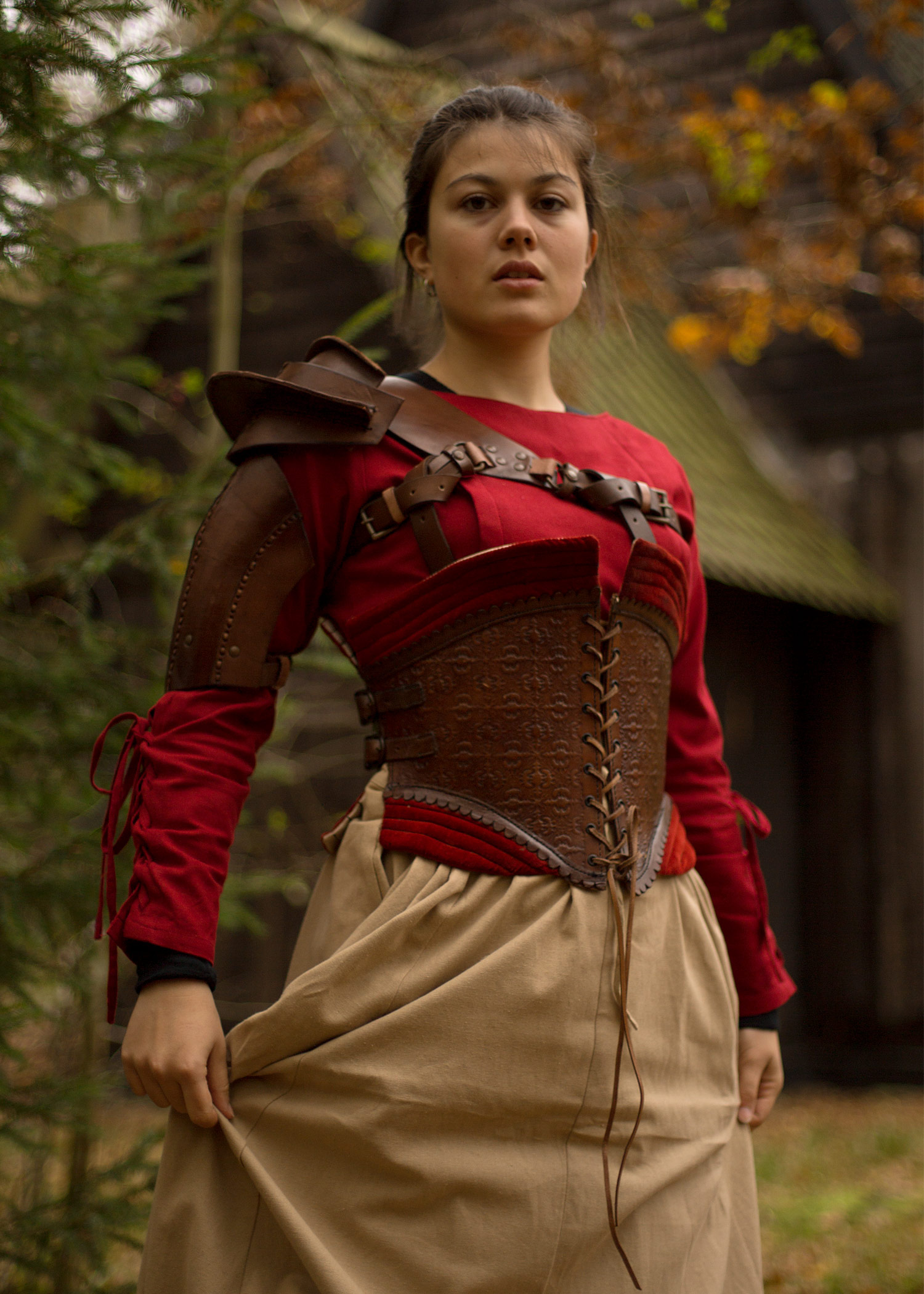 Shoulder Armour, Brown, Leather Shoulder