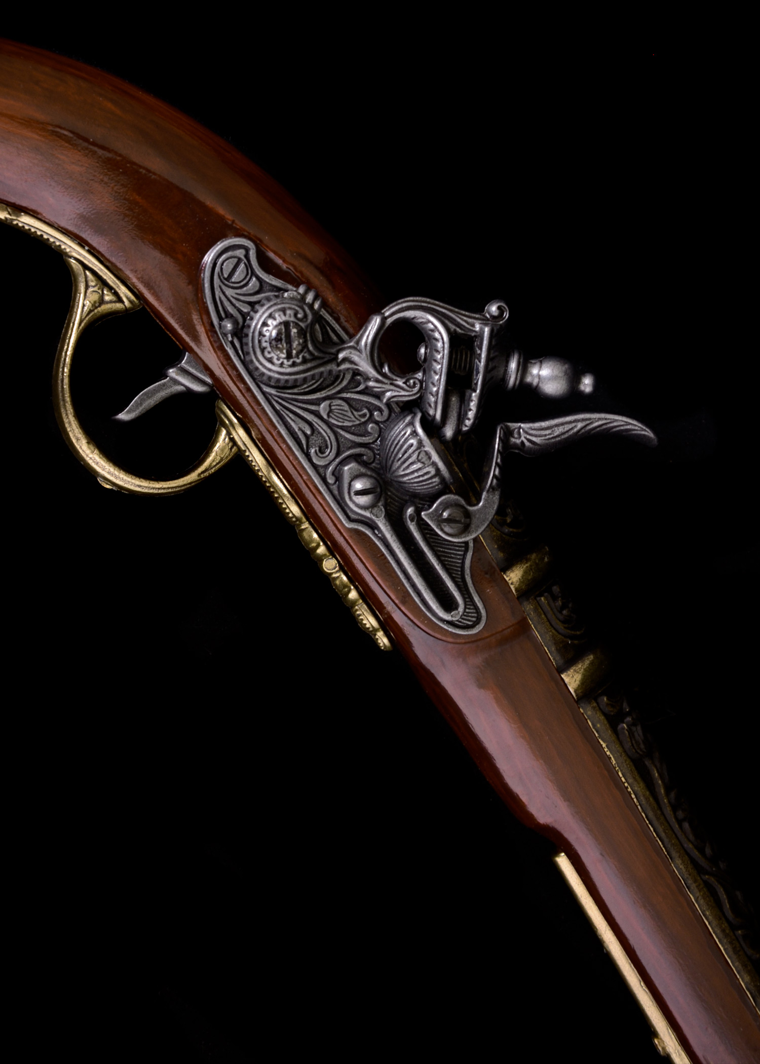 Pirate Flintlock Pistol, 18th Century, Brass, Replica