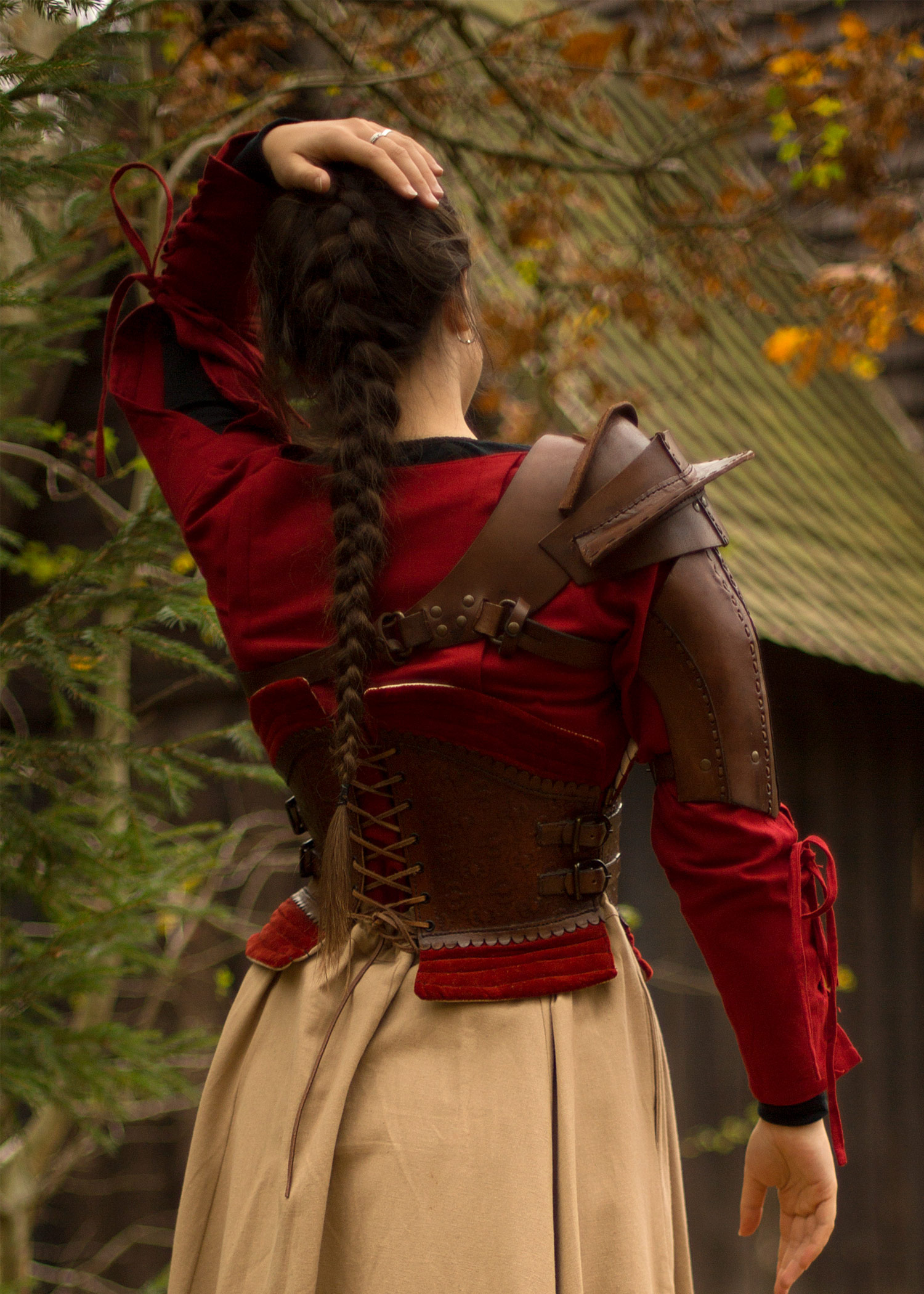 Shoulder Armour, Brown, Leather Shoulder