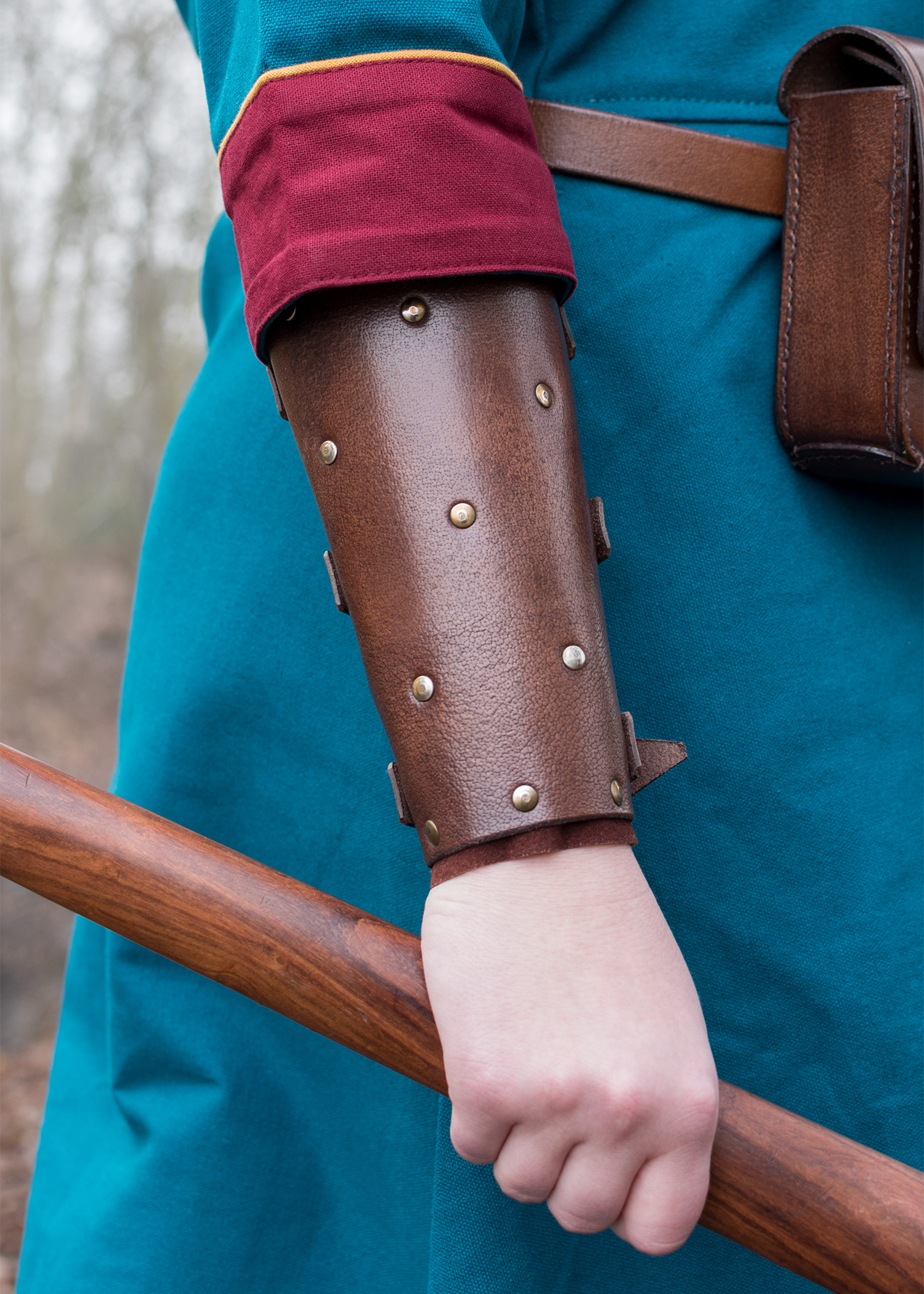 Leather Bracers with Rivets and Suede Underlayer, Pair, various colours