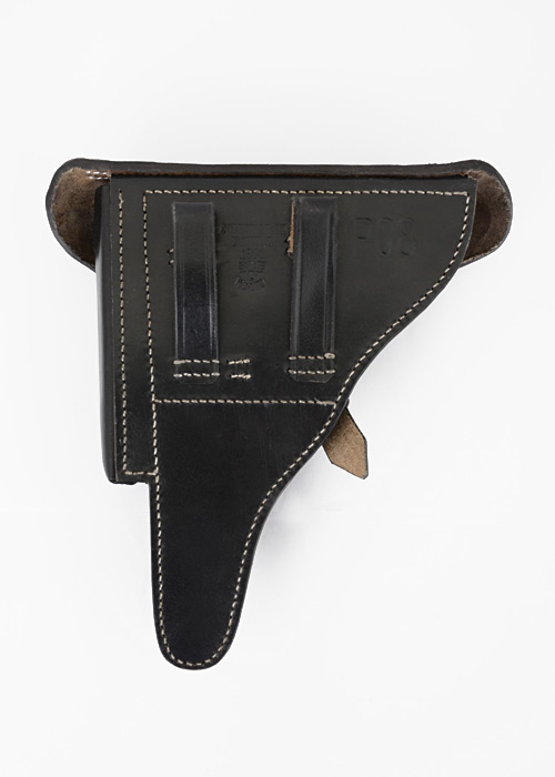 Pistolenholster für P08 aus schwarzem Leder