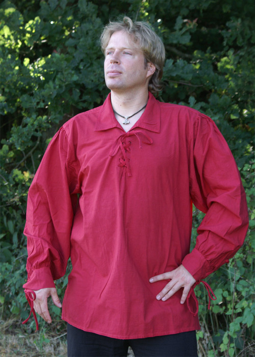 Spätmittelalter-Hemd, rot