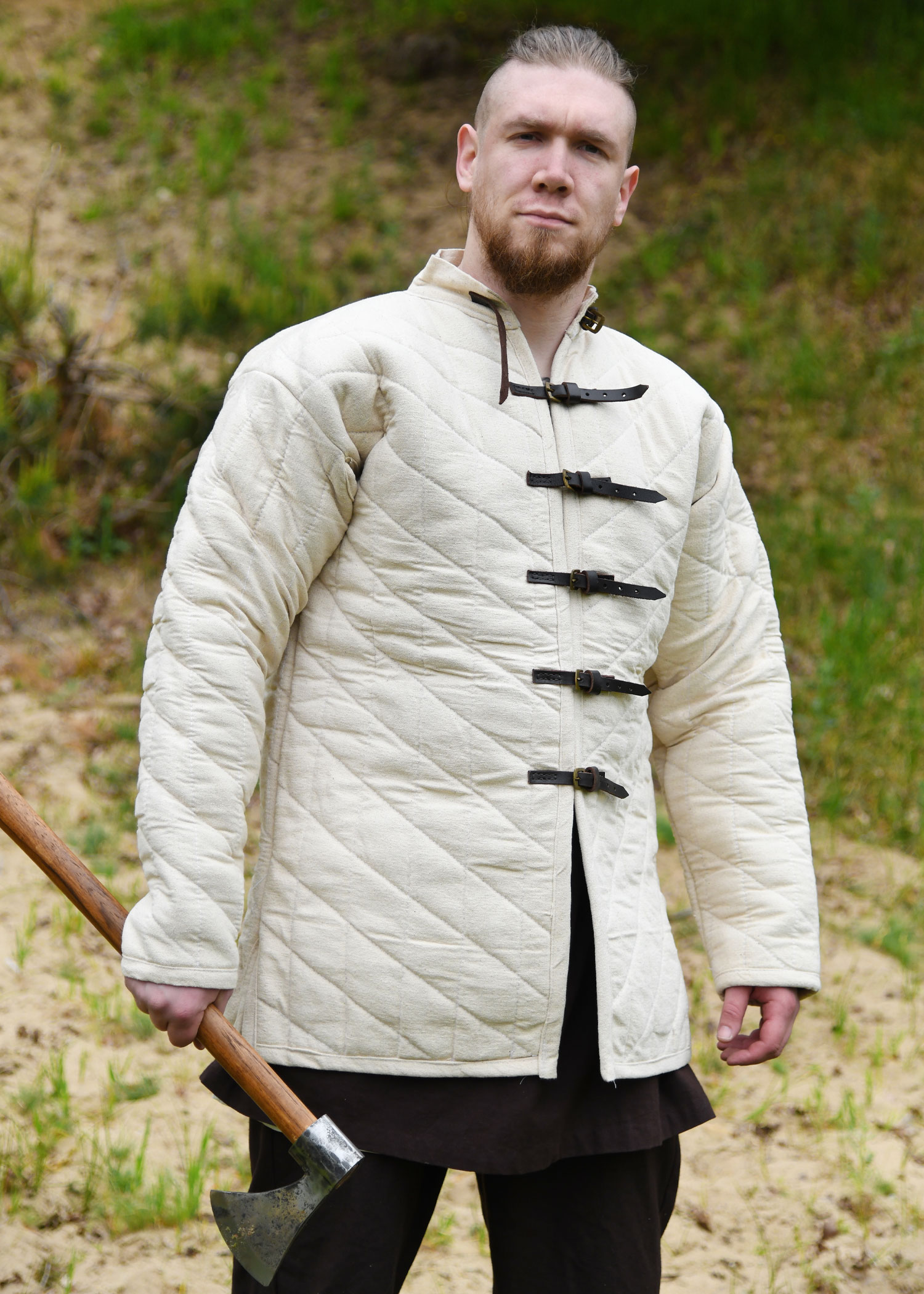 Gambeson with buckles, natural colour, heavy duty