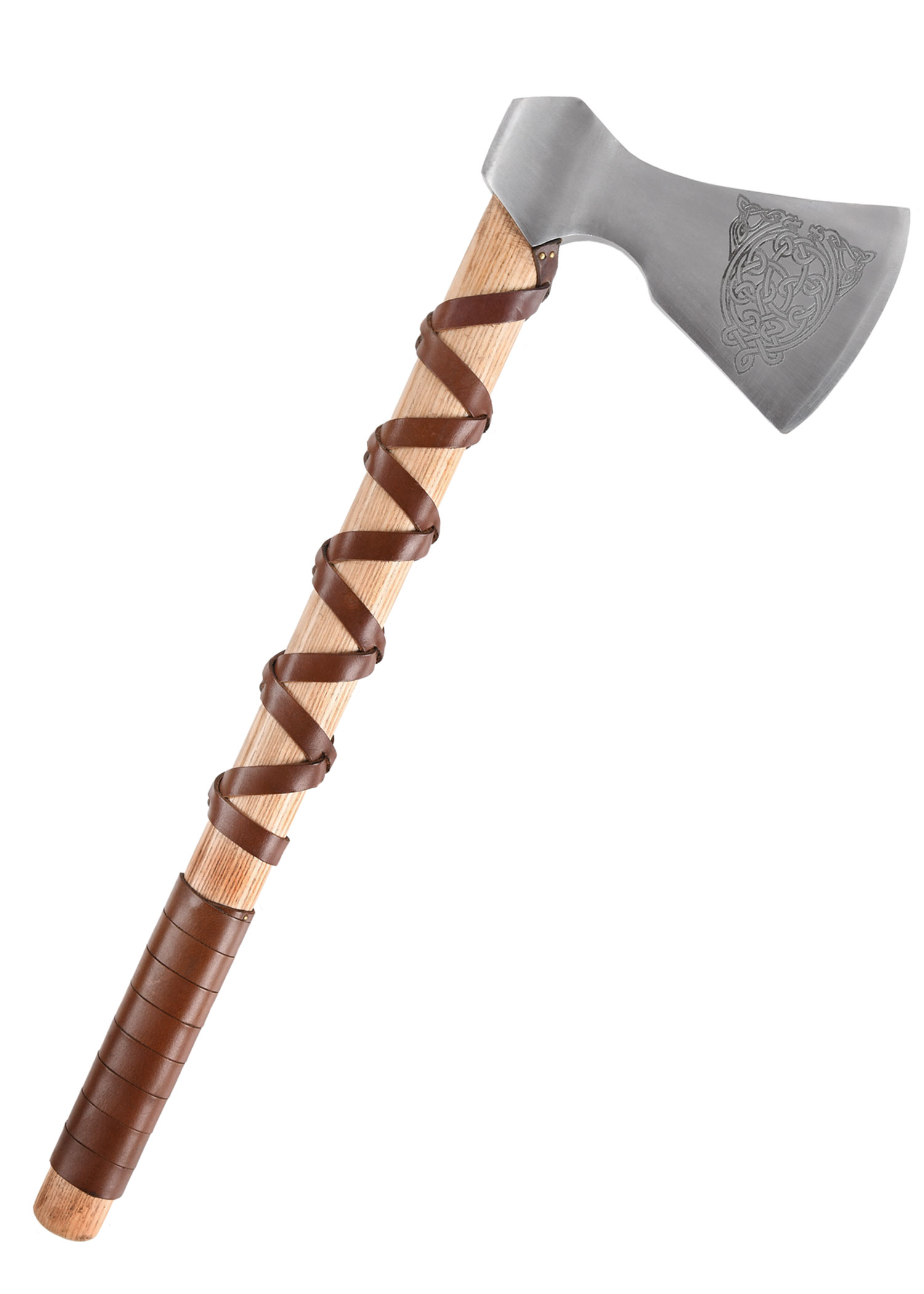 Viking Axe, Cast Steel, Type F, with Engraving and Leather Wrap