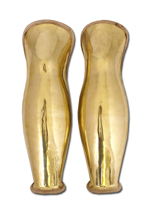 Griechische Beinschienen aus Messing, Paar