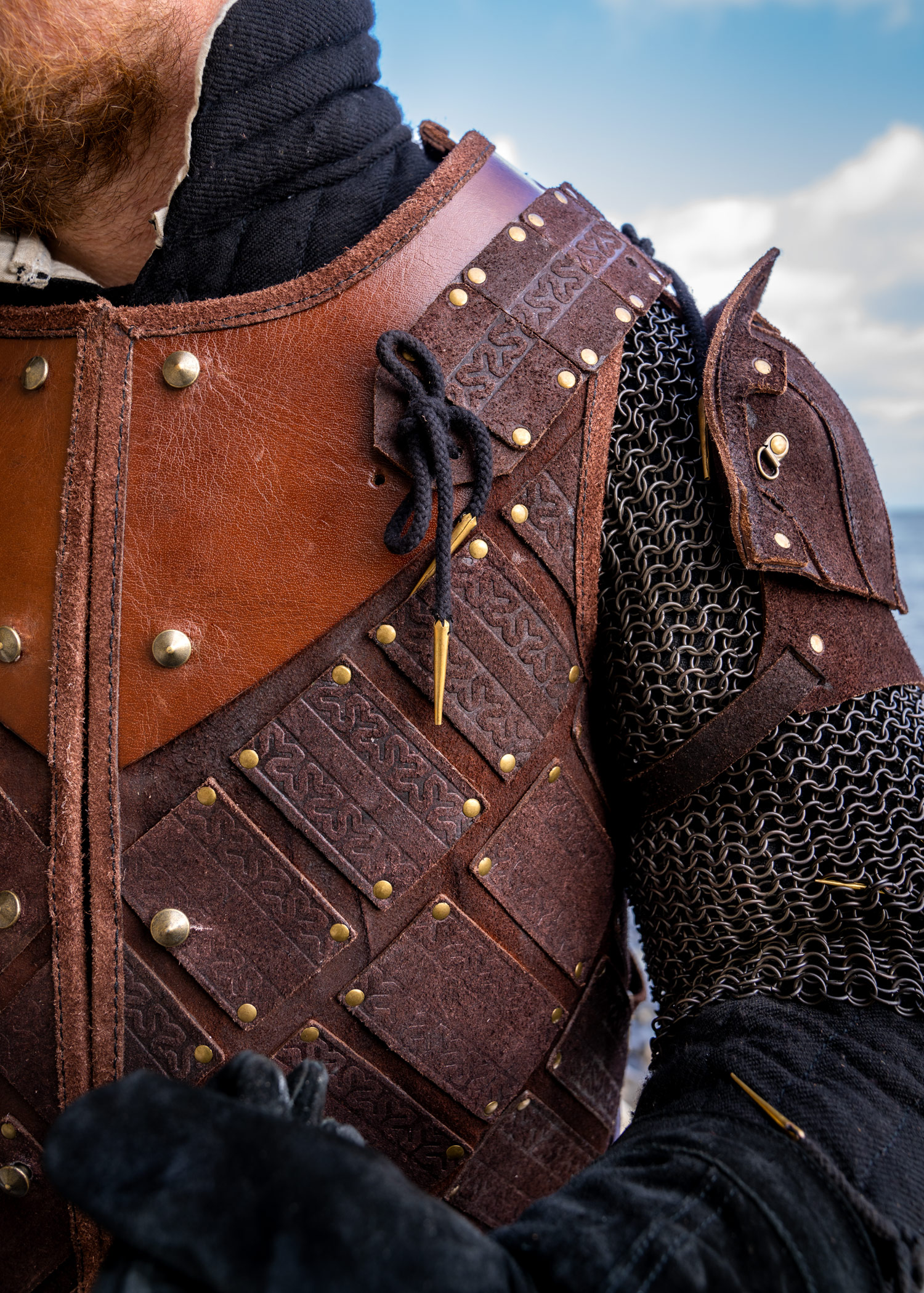 Woodsman LARP Armour, Suede Leather, Brown