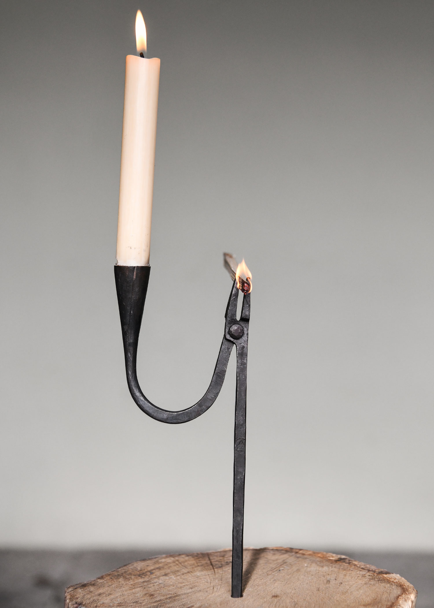 Hand-Forged Rushlight Holder / Candlestick with Pointed End