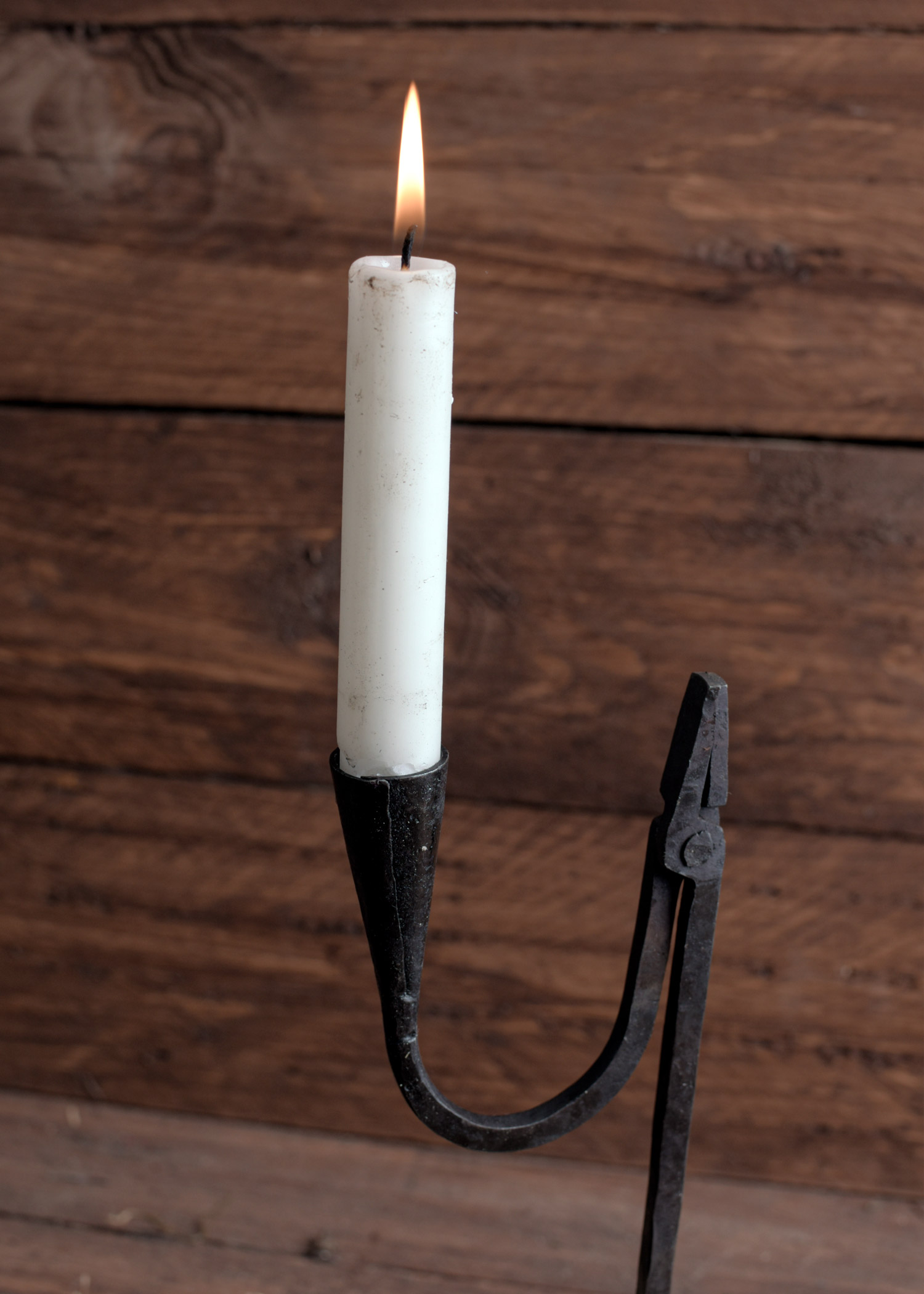 Hand-Forged Rushlight Holder / Candlestick with Pointed End