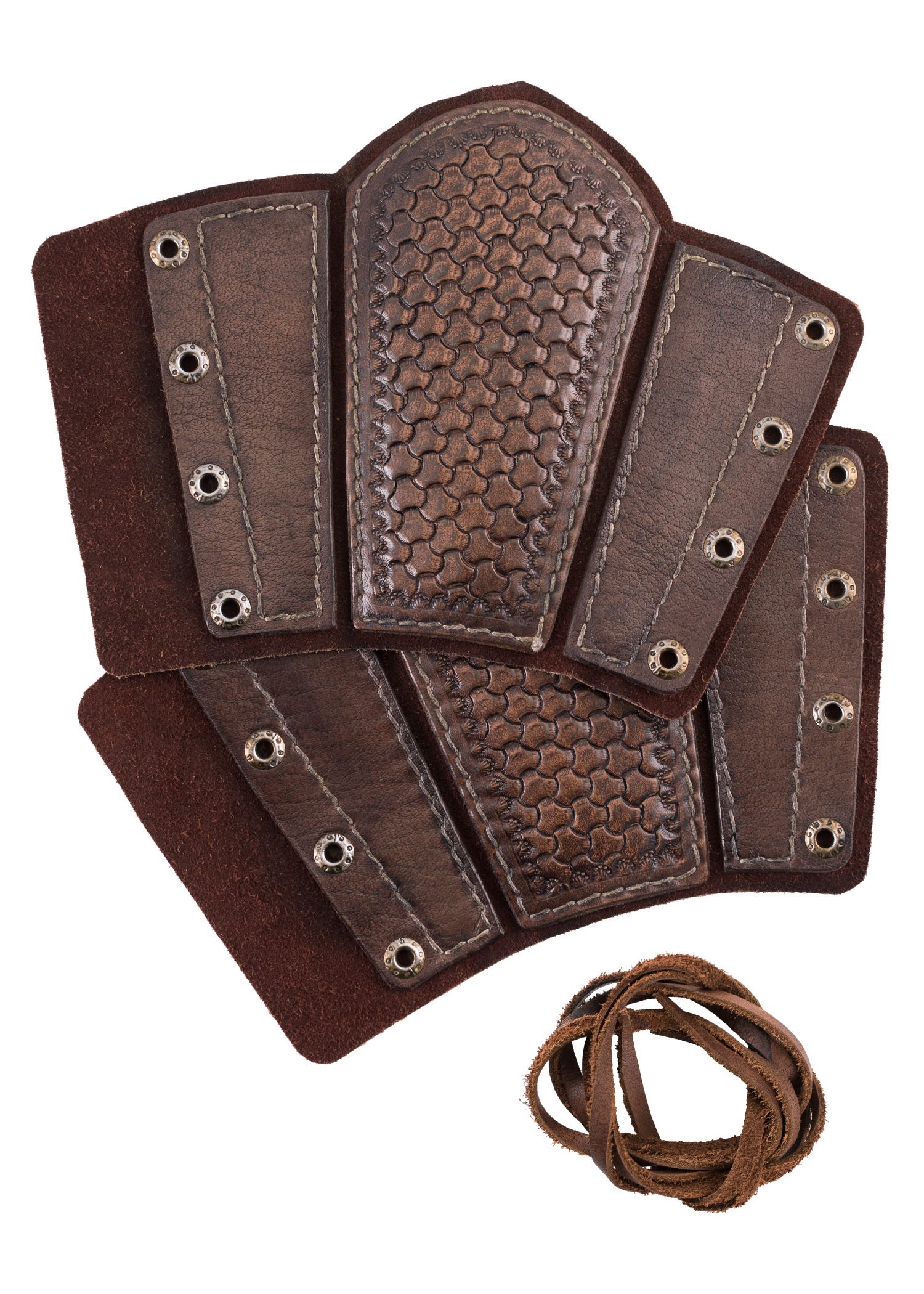 Leather Bracers with Embossment and Suede Underlayer, Pair, various colours