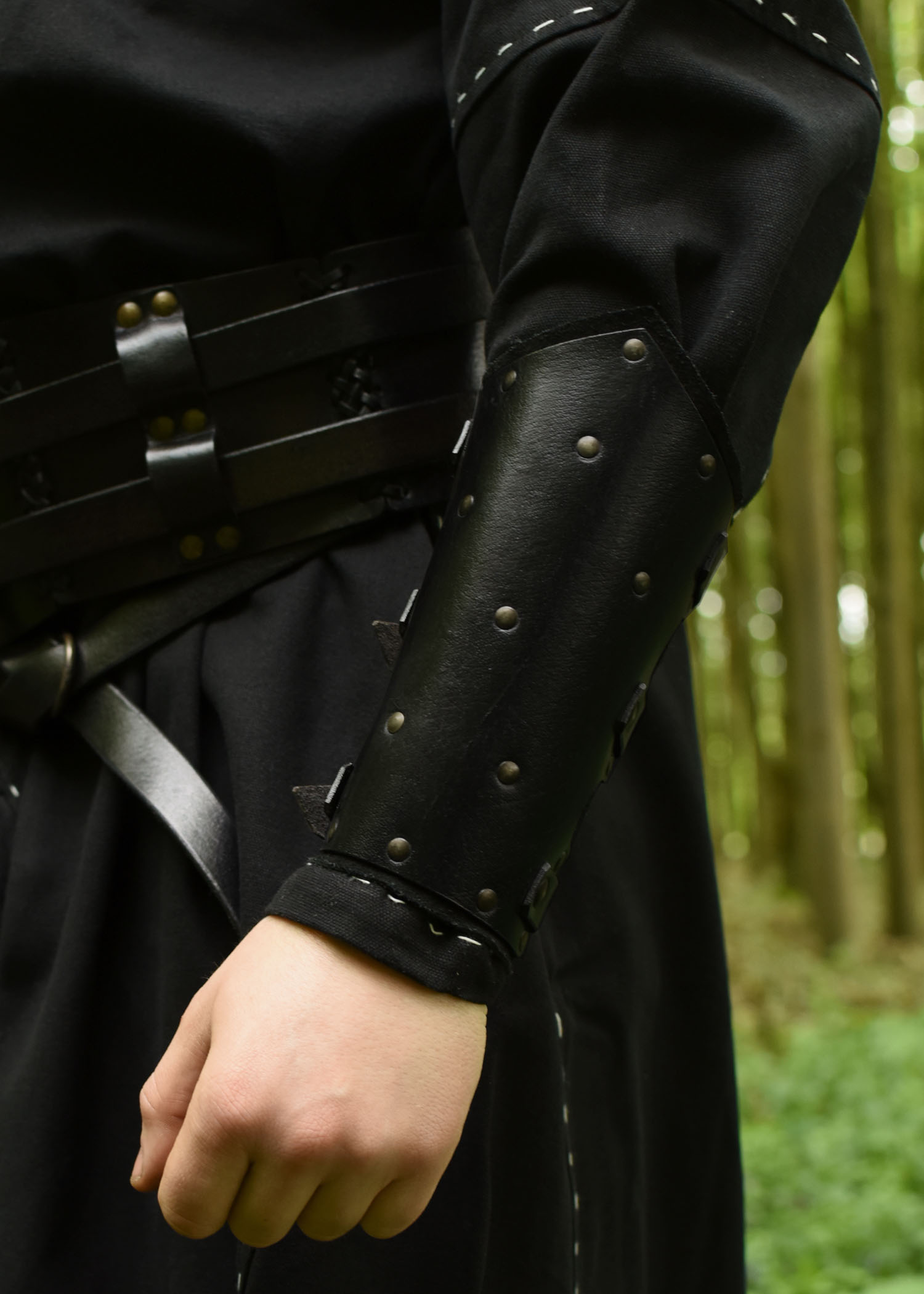 Leather Bracers with Rivets and Suede Underlayer, Pair, various colours