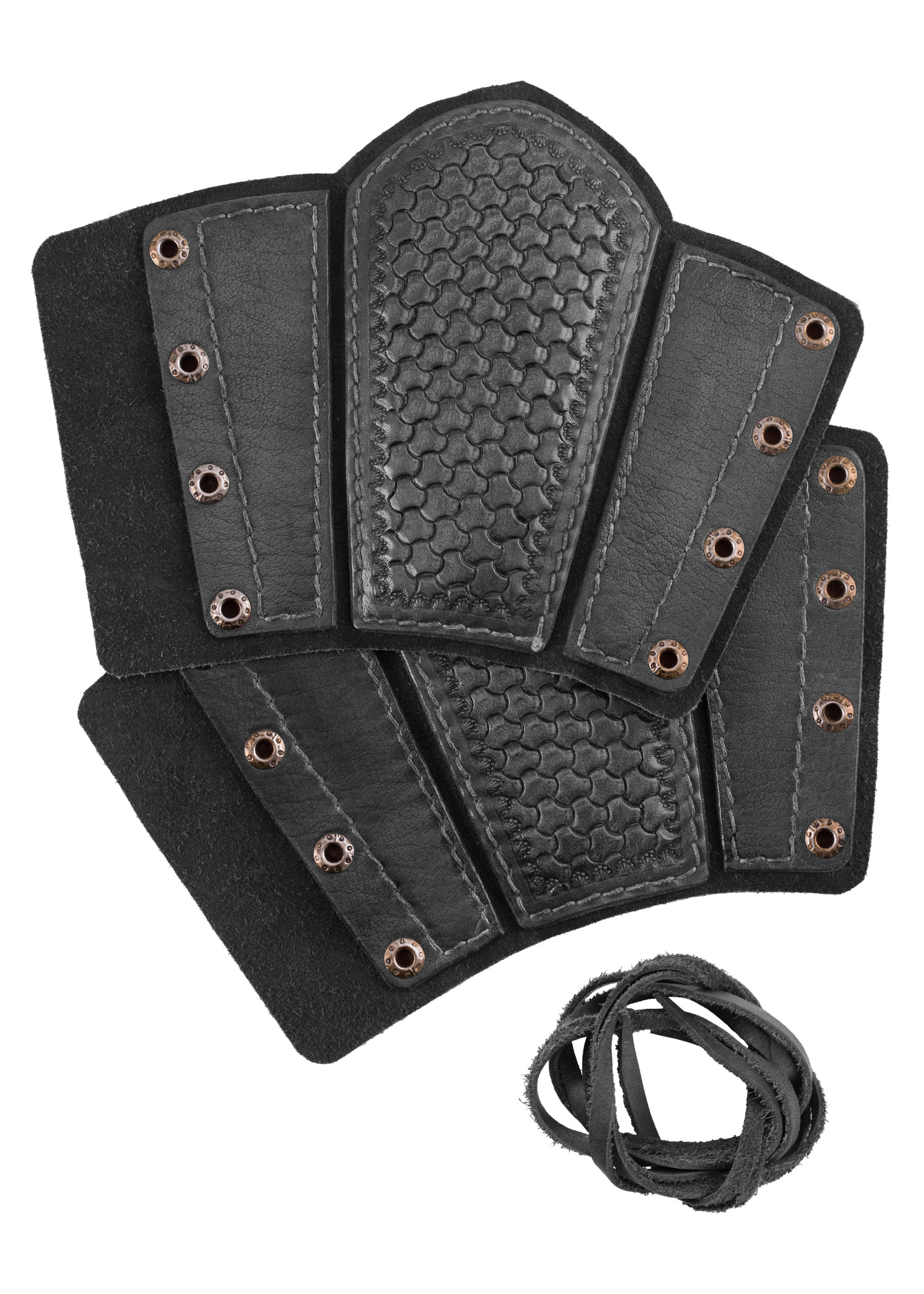 Leather Bracers with Embossment and Suede Underlayer, Pair, various colours