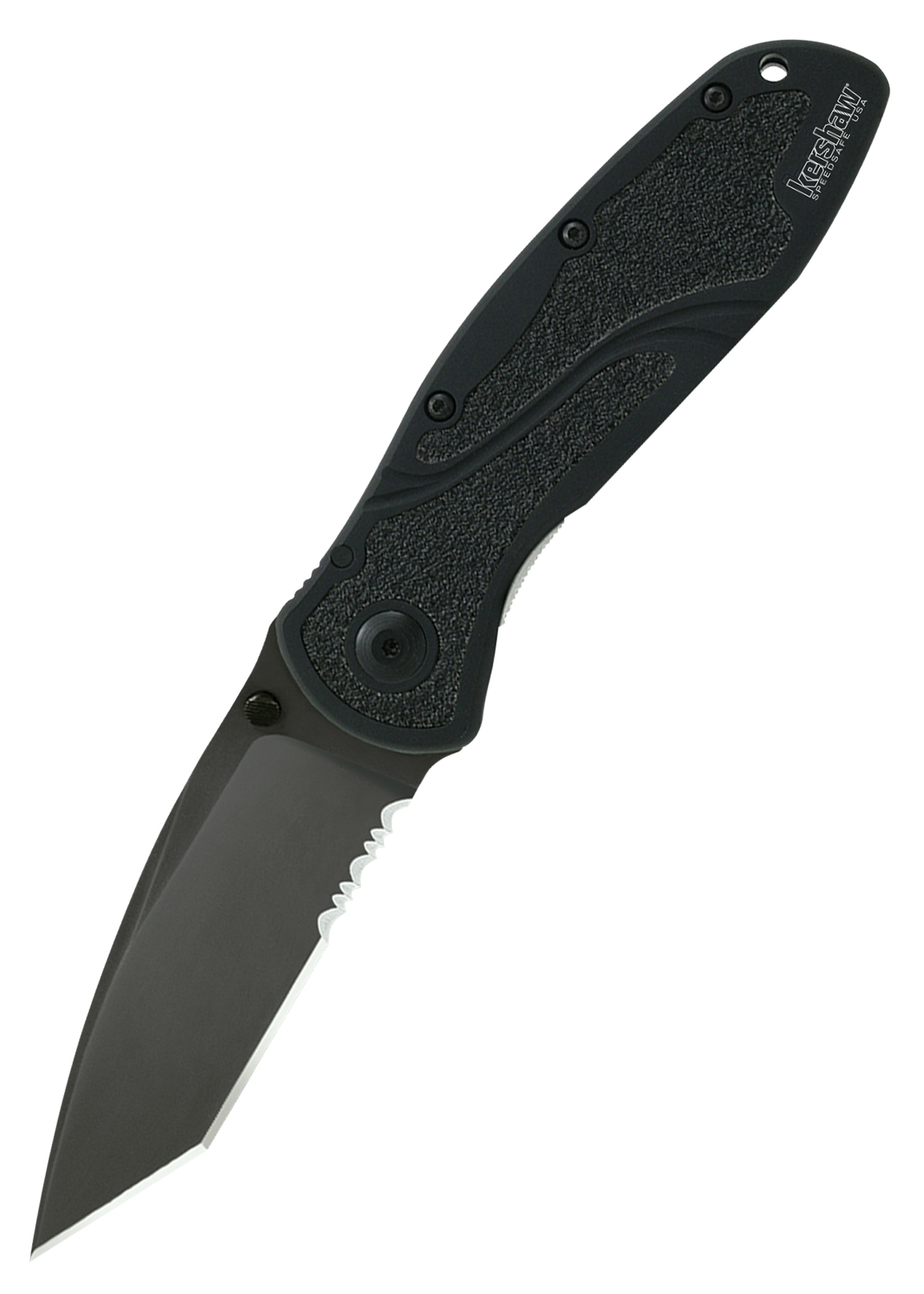 Kershaw BLUR Tanto, Schwarz, Wellenschliff, Taschenmesser