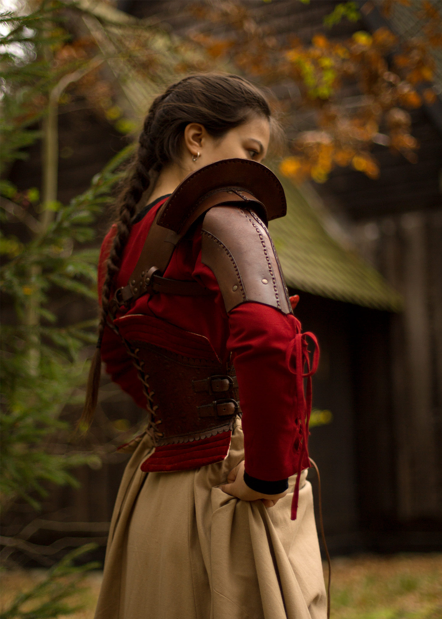 Shoulder Armour, Brown, Leather Shoulder
