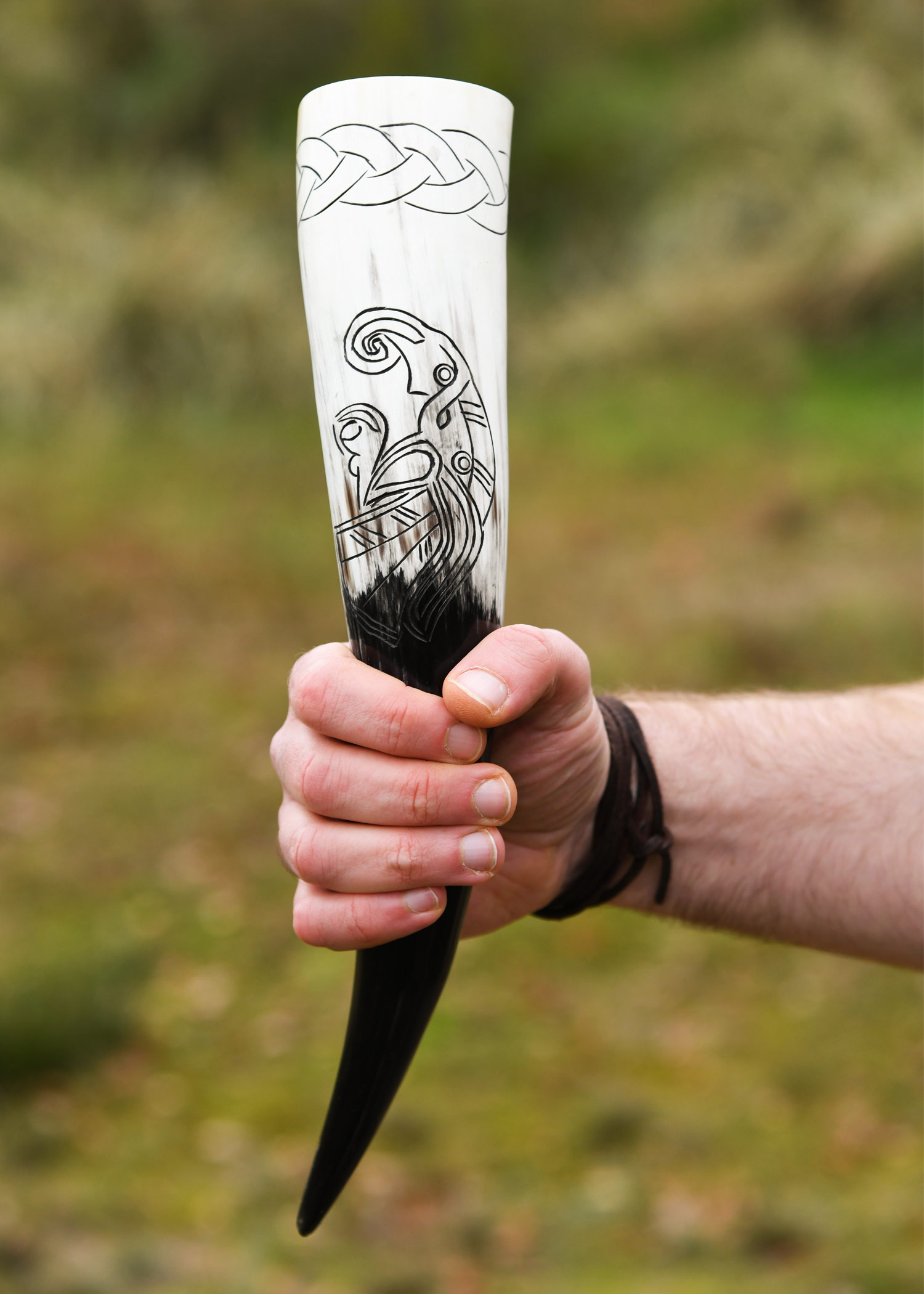 Viking Drinking Horn with Raven Motif