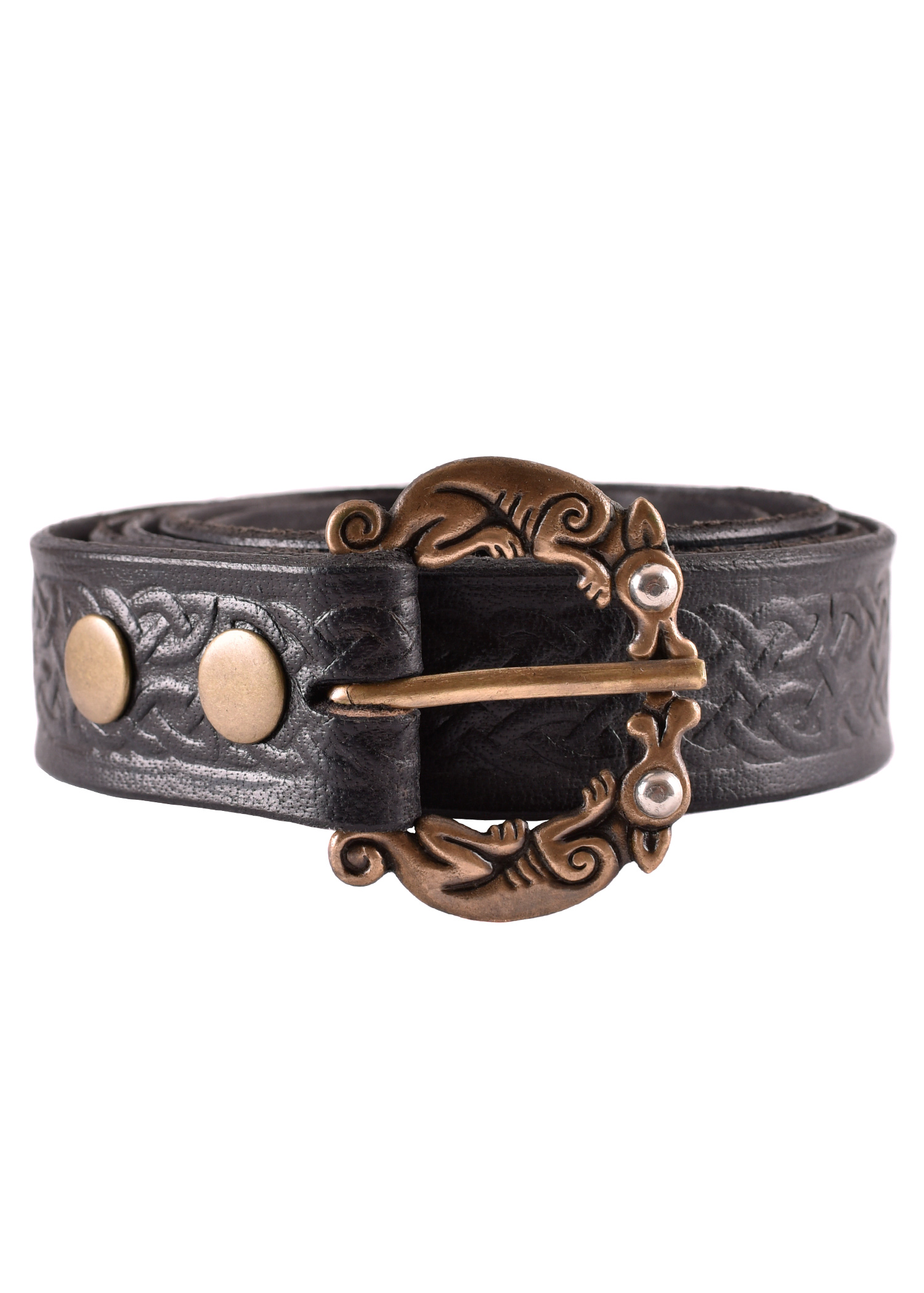 Leather belt in celtic design, black