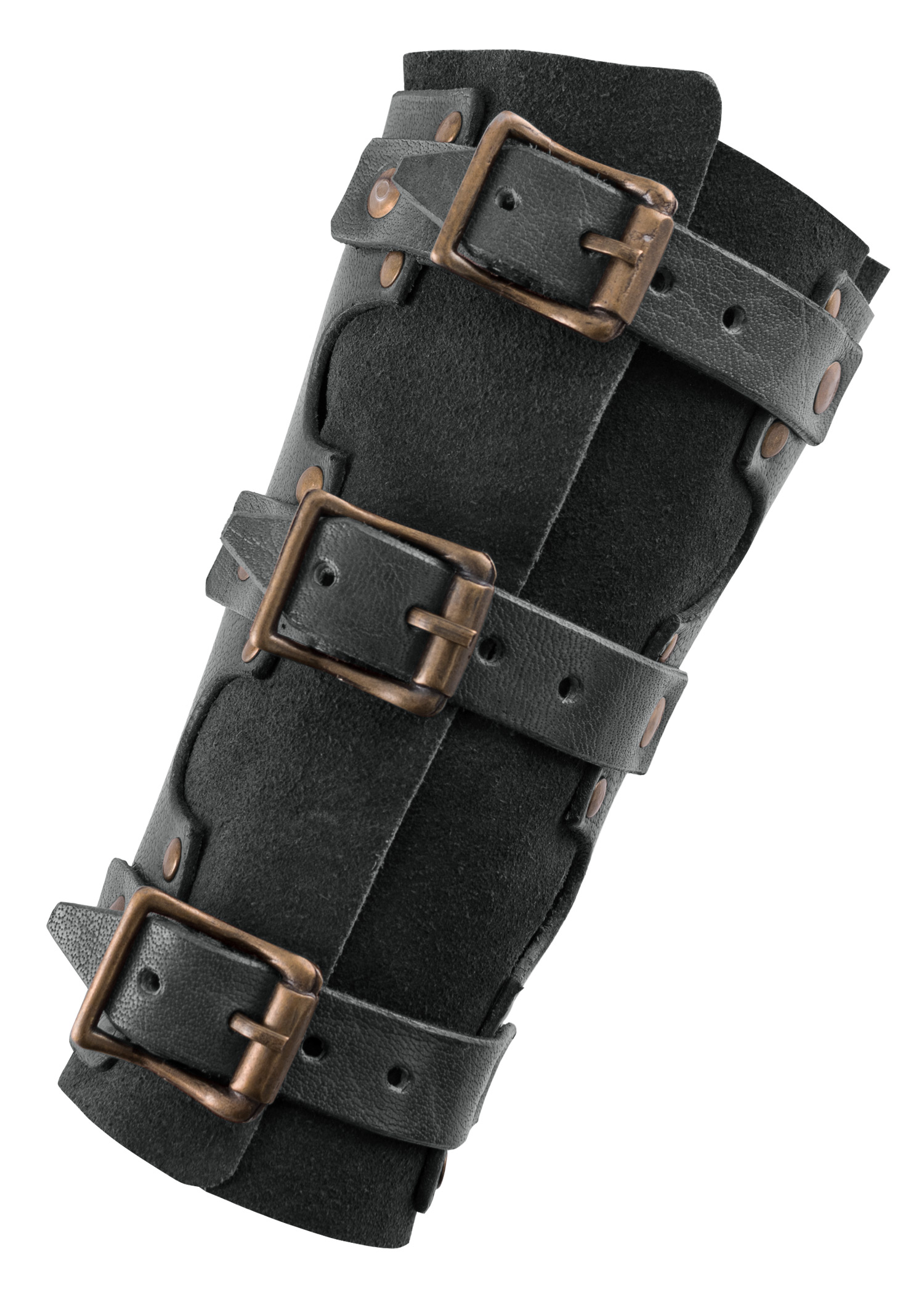 Leather Bracers with Rivets and Suede Underlayer, Pair, various colours