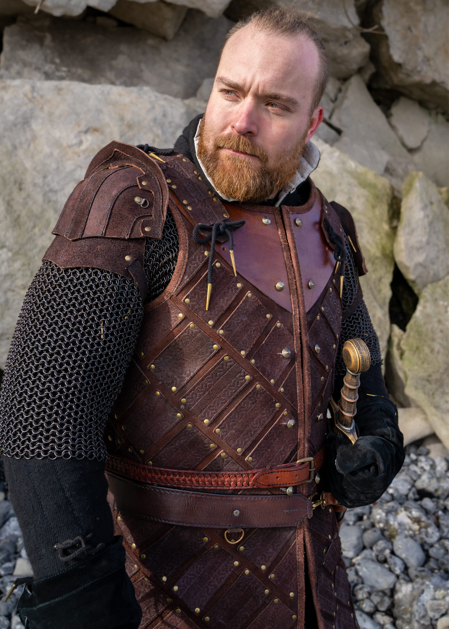 Woodsman LARP Armour, Suede Leather, Brown
