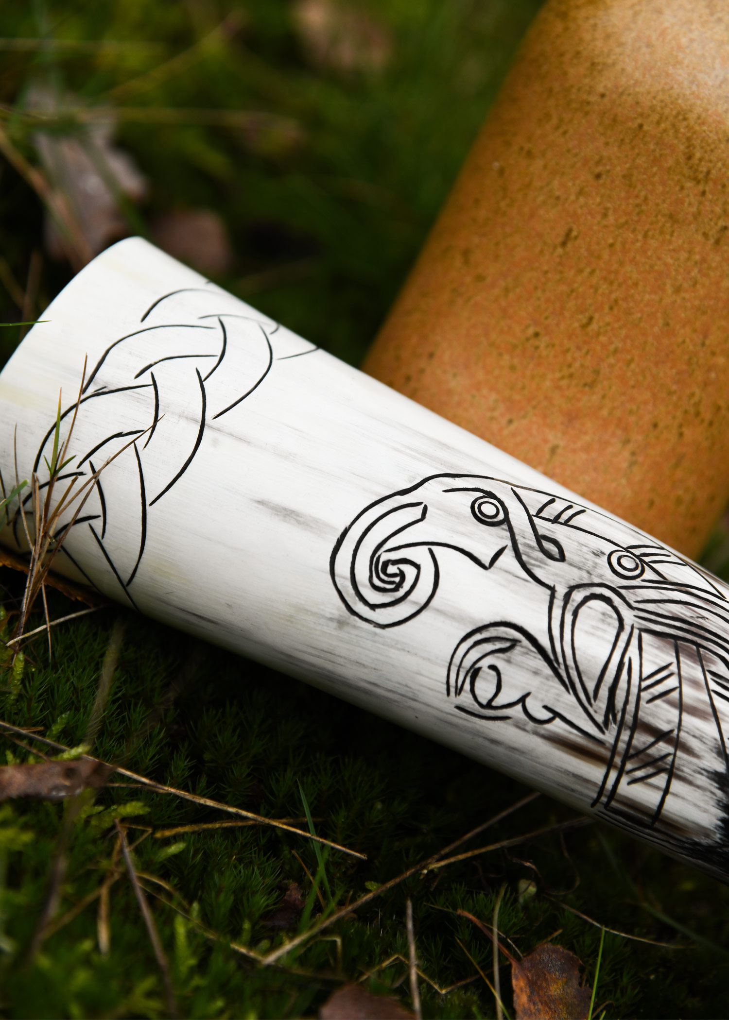 Viking Drinking Horn with Raven Motif
