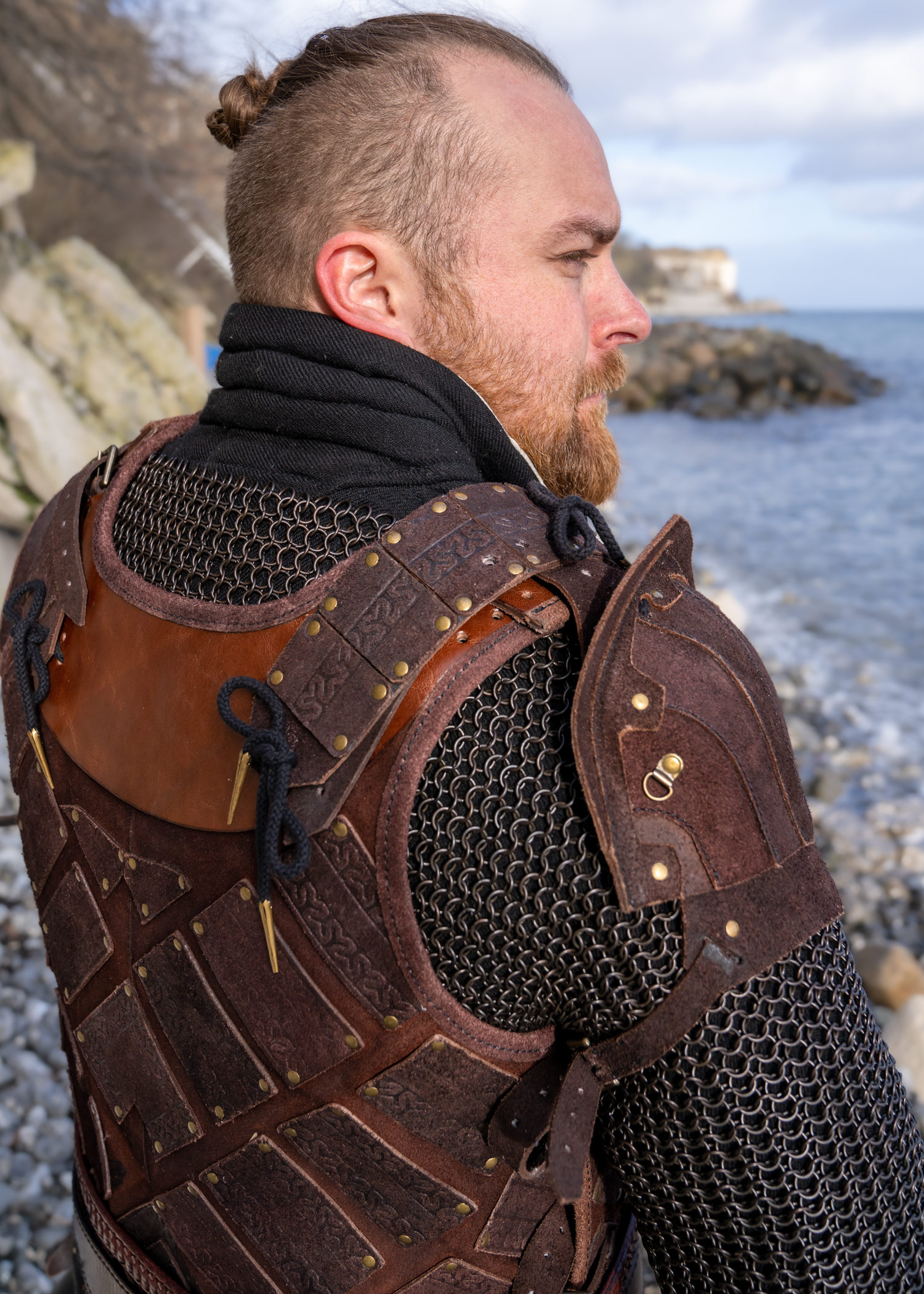 Woodsman LARP Armour, Suede Leather, Brown