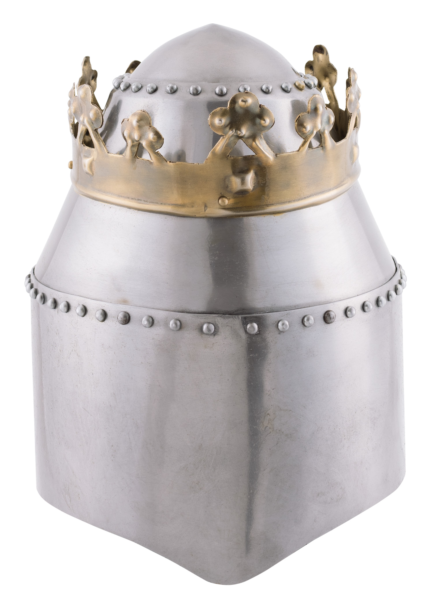 Grosser Königlicher Topfhelm mit Krone, 1,6 mm Stahl
