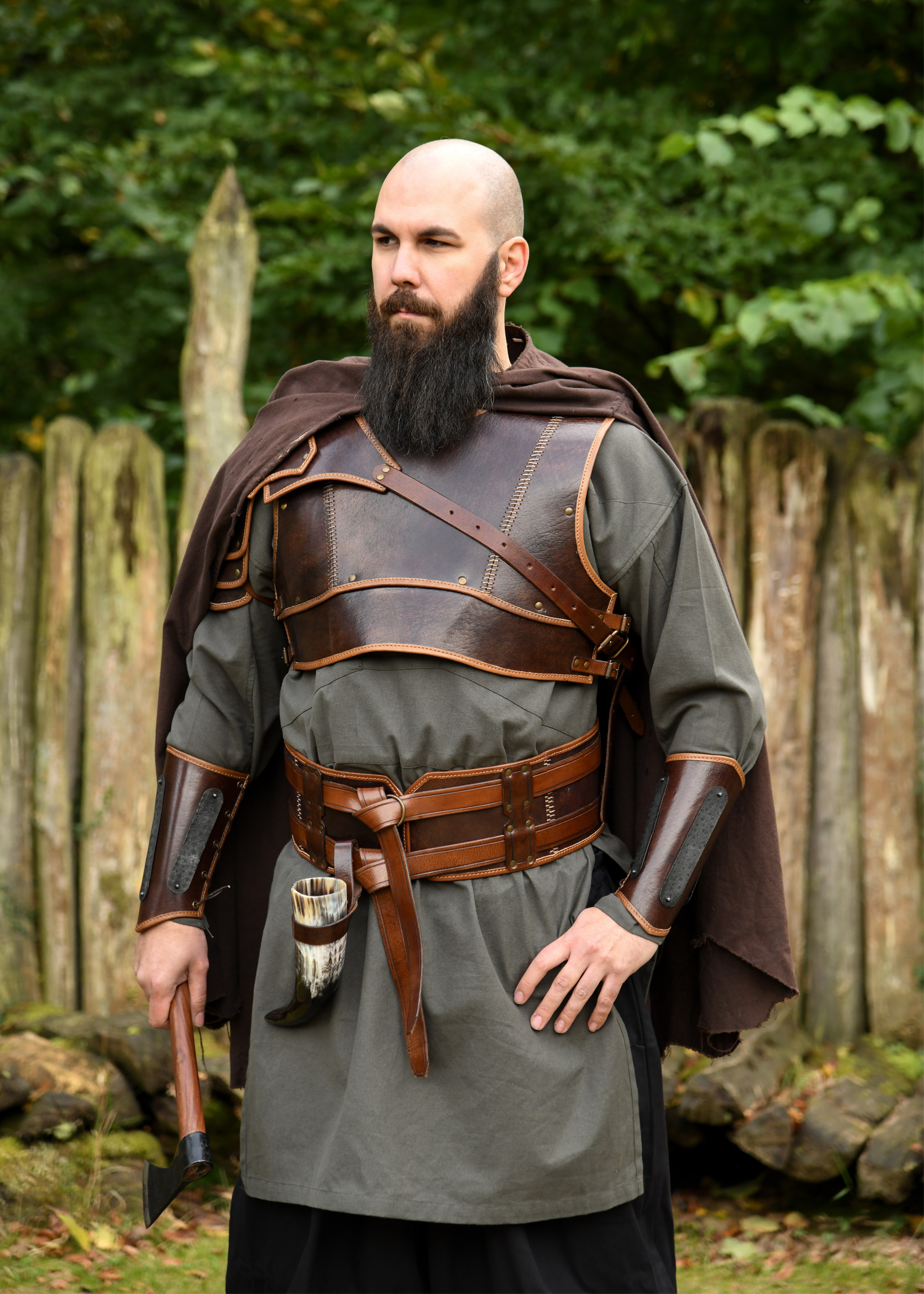 Leder Brustpanzer Arnulf, braun - Lederrüstung