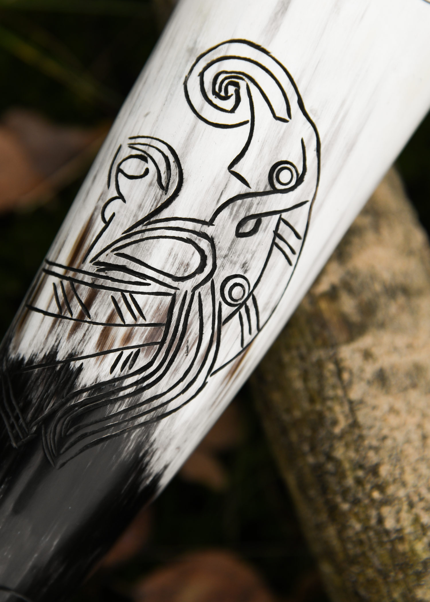 Viking Drinking Horn with Raven Motif