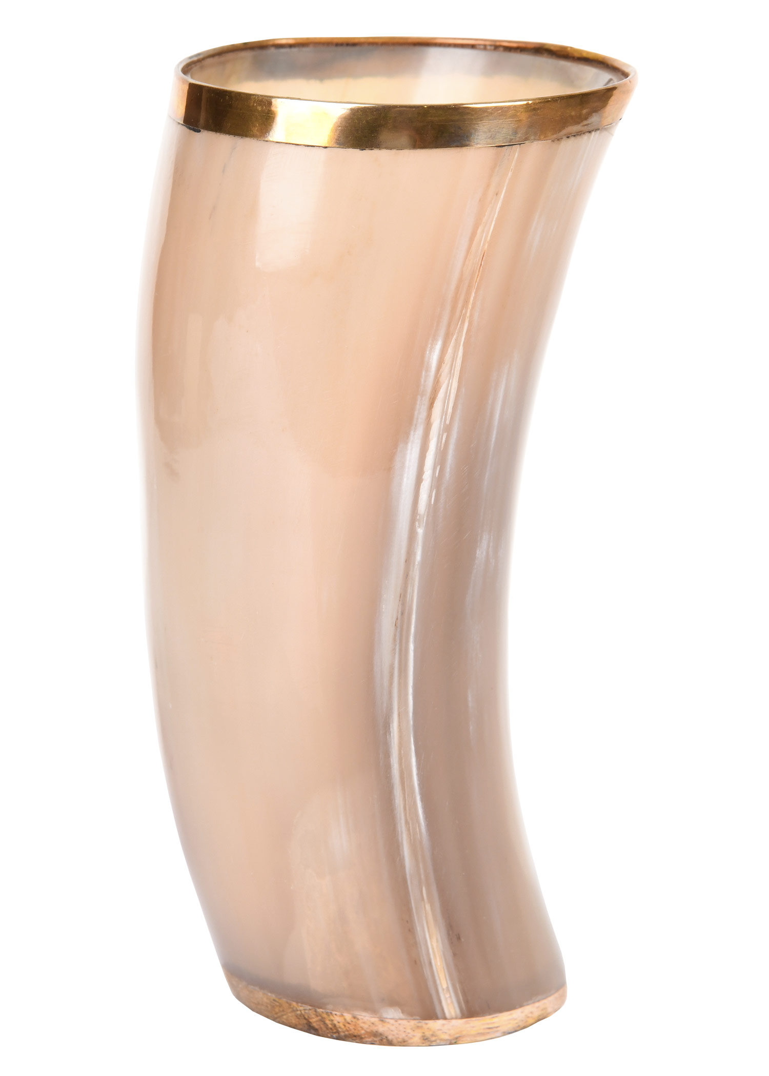 Horn Drinking Cup with Brass Rim, without Handle