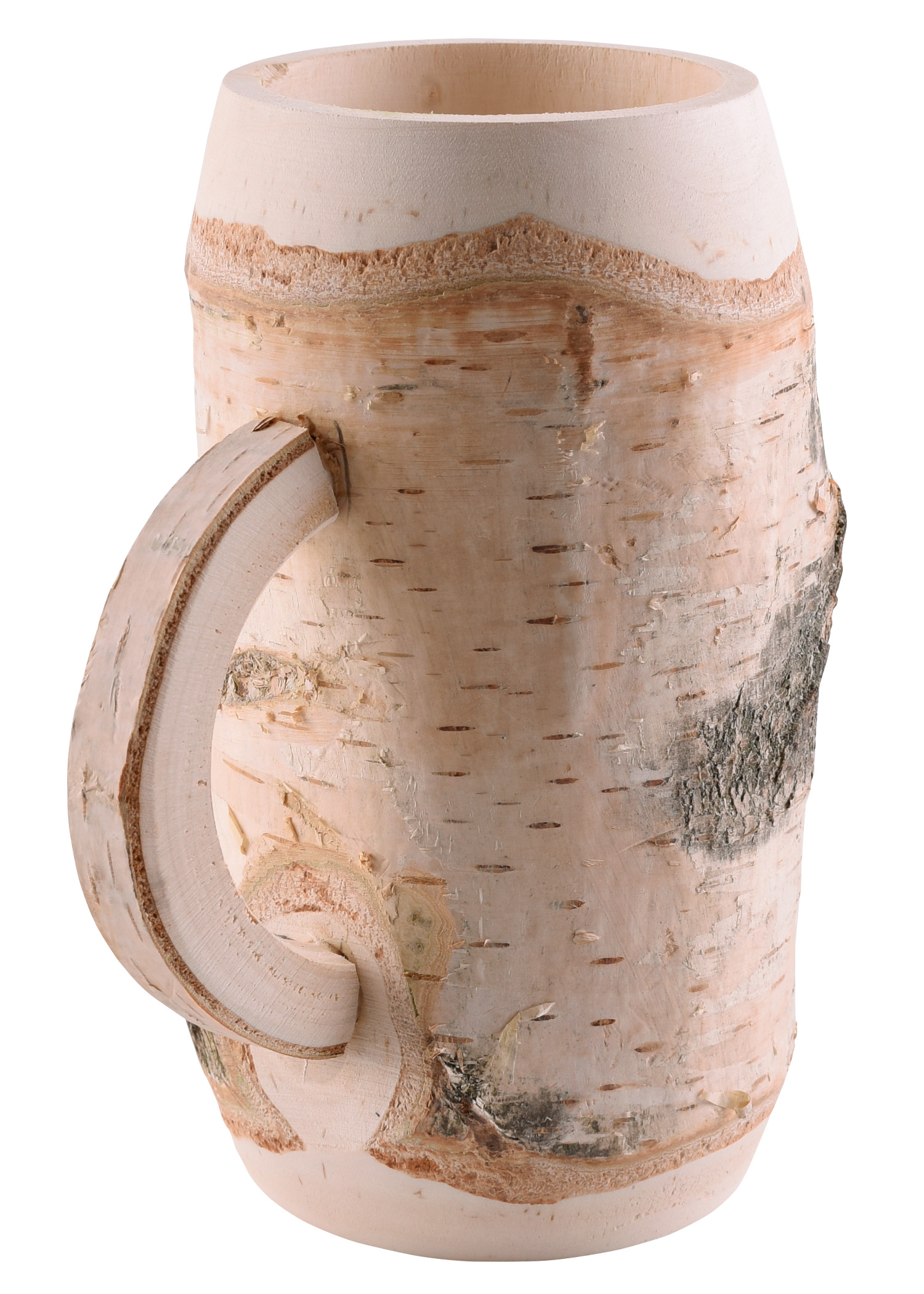 Mug with handle, birch wood, approx. 0.5 litre