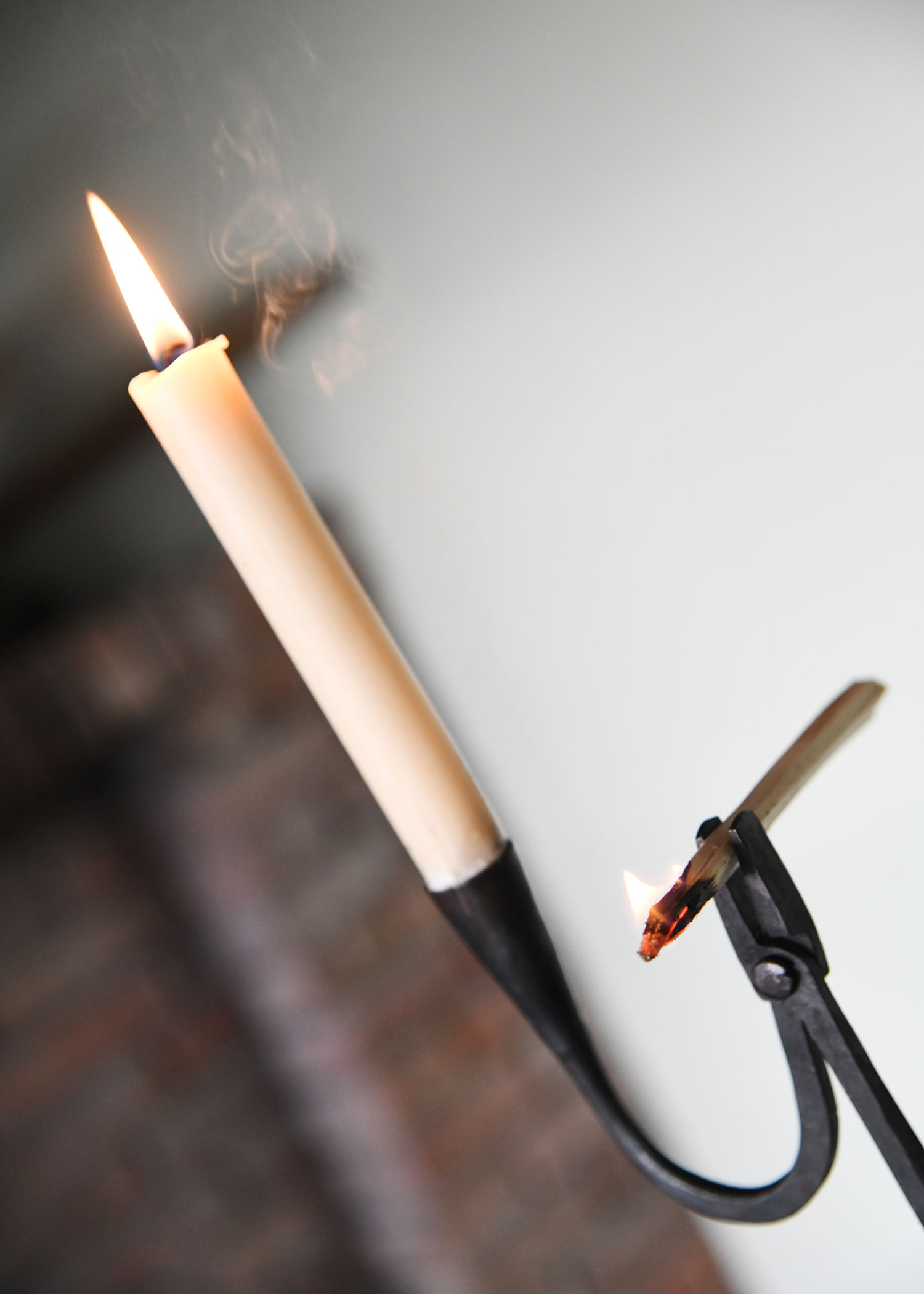Hand-Forged Rushlight Holder / Candlestick with Pointed End