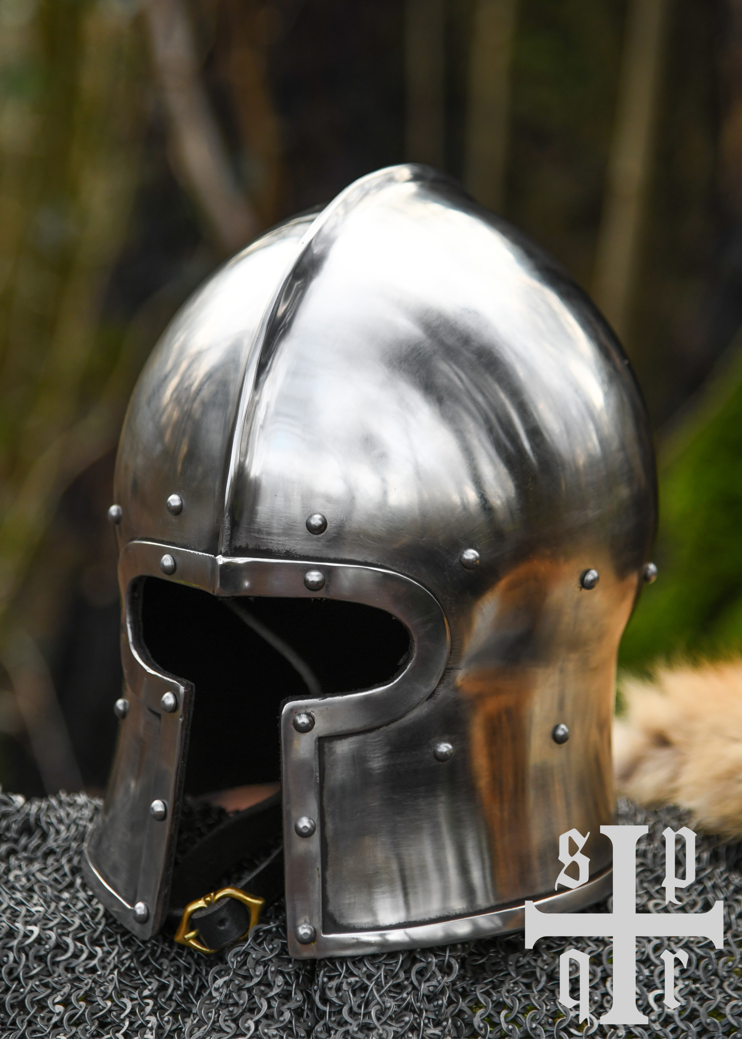Barbuta in T-Form, 15. Jh., Mittelalter-Helm für Schaukampf, 2 mm Stahl