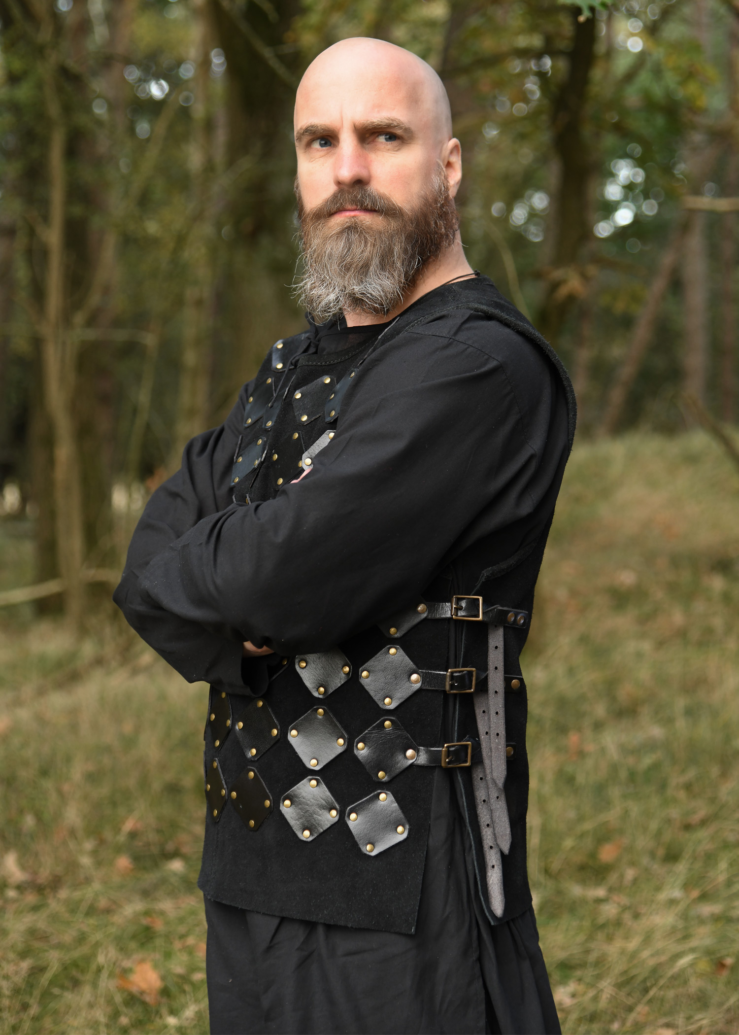 Wildleder Brustpanzer Vares, schwarz - Lederrüstung