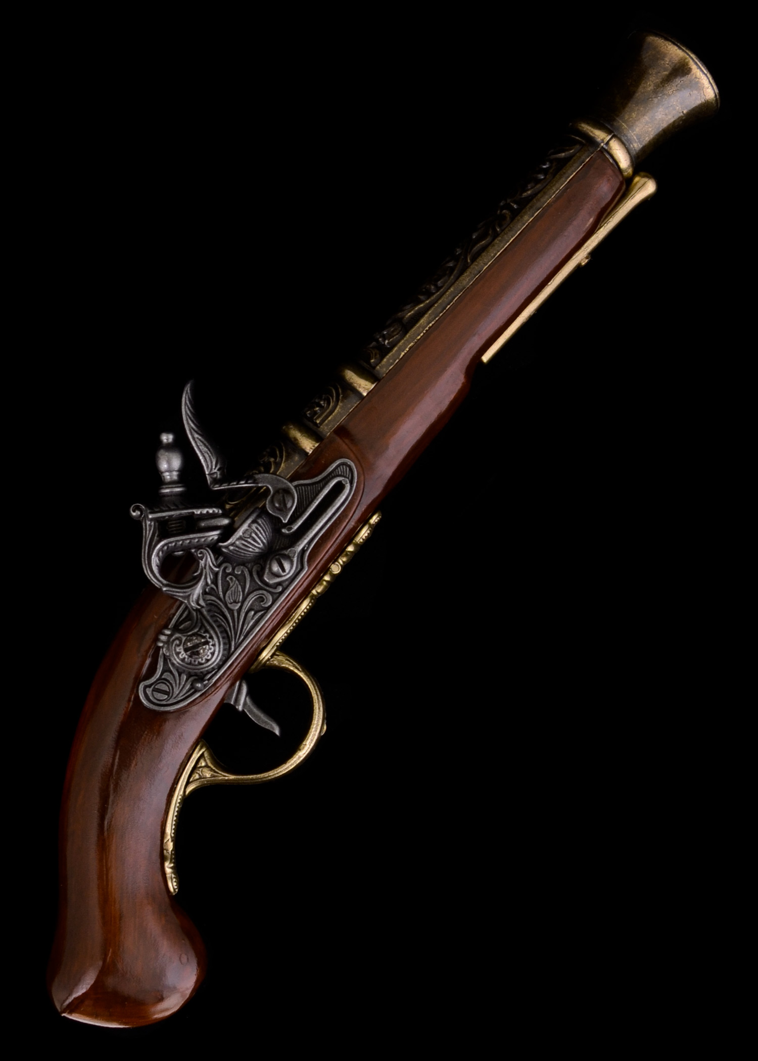 Pirate Flintlock Pistol, 18th Century, Brass, Replica