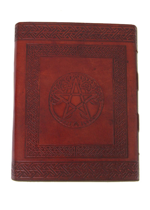 Grosses Lederbuch mit Pentagramm, ca. 25 x 20 cm