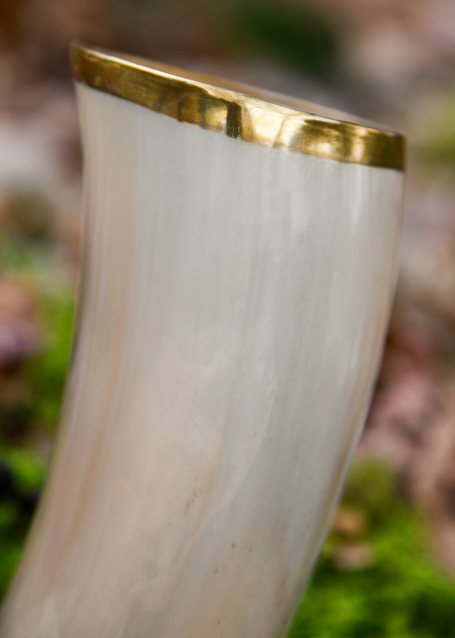 Horn Drinking Cup with Brass Rim, without Handle