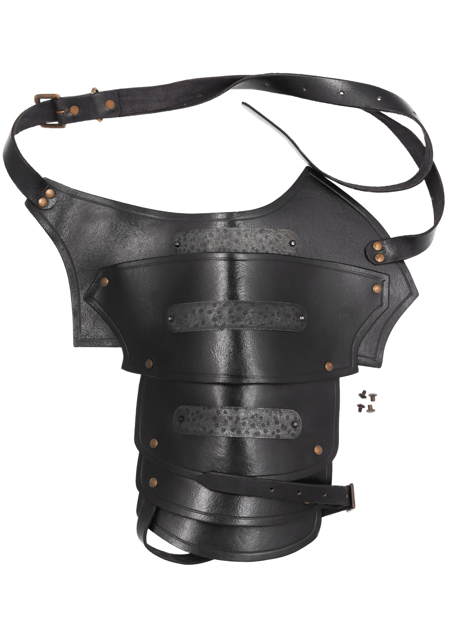 Leather Shoulder Armour Balor with Metal Details, black
