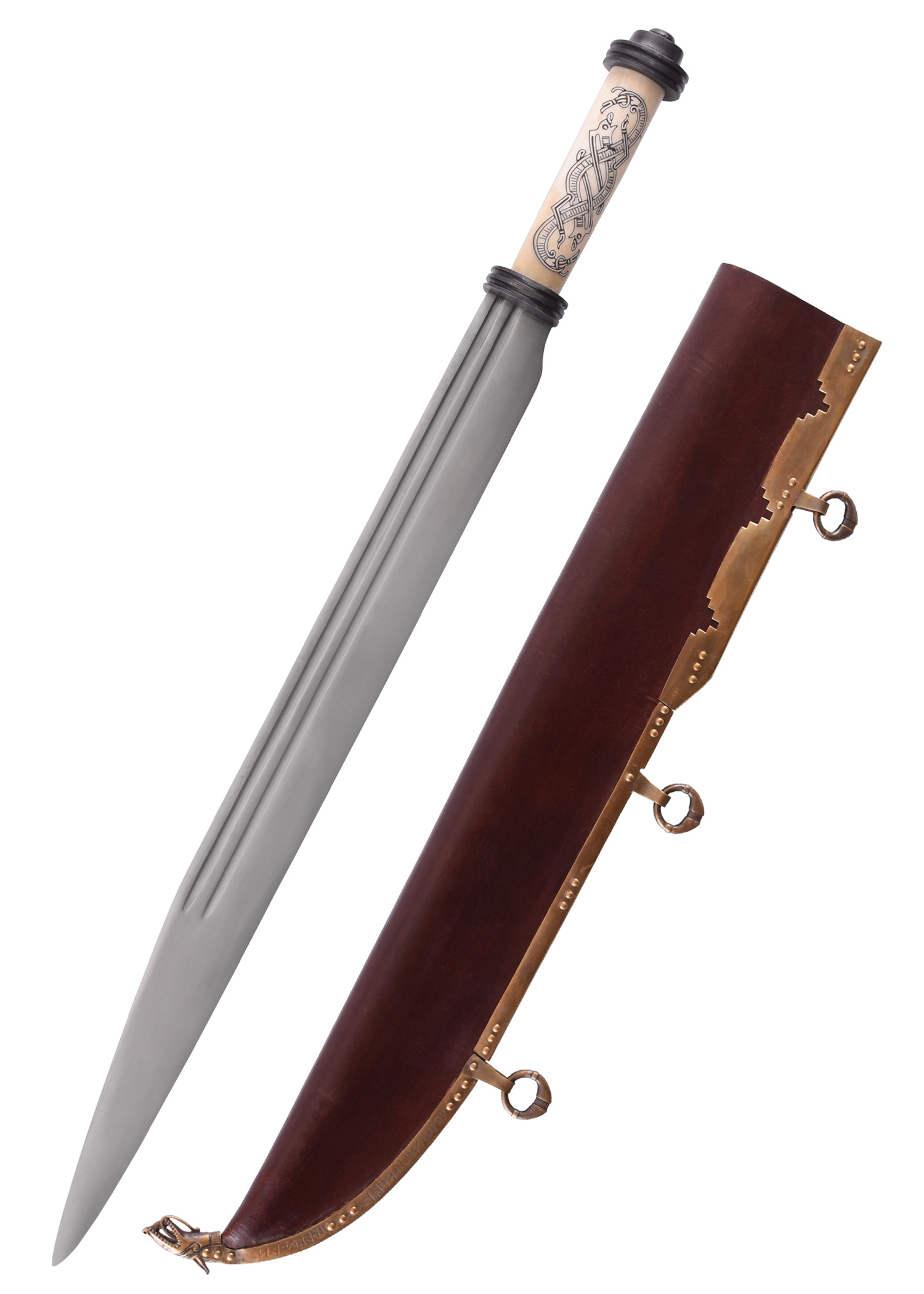 Viking Long Seax with Bone Grip in Jellinge Style, 10th c. Viking Long Seax with Bone Grip in Jellinge Style, 10th c.