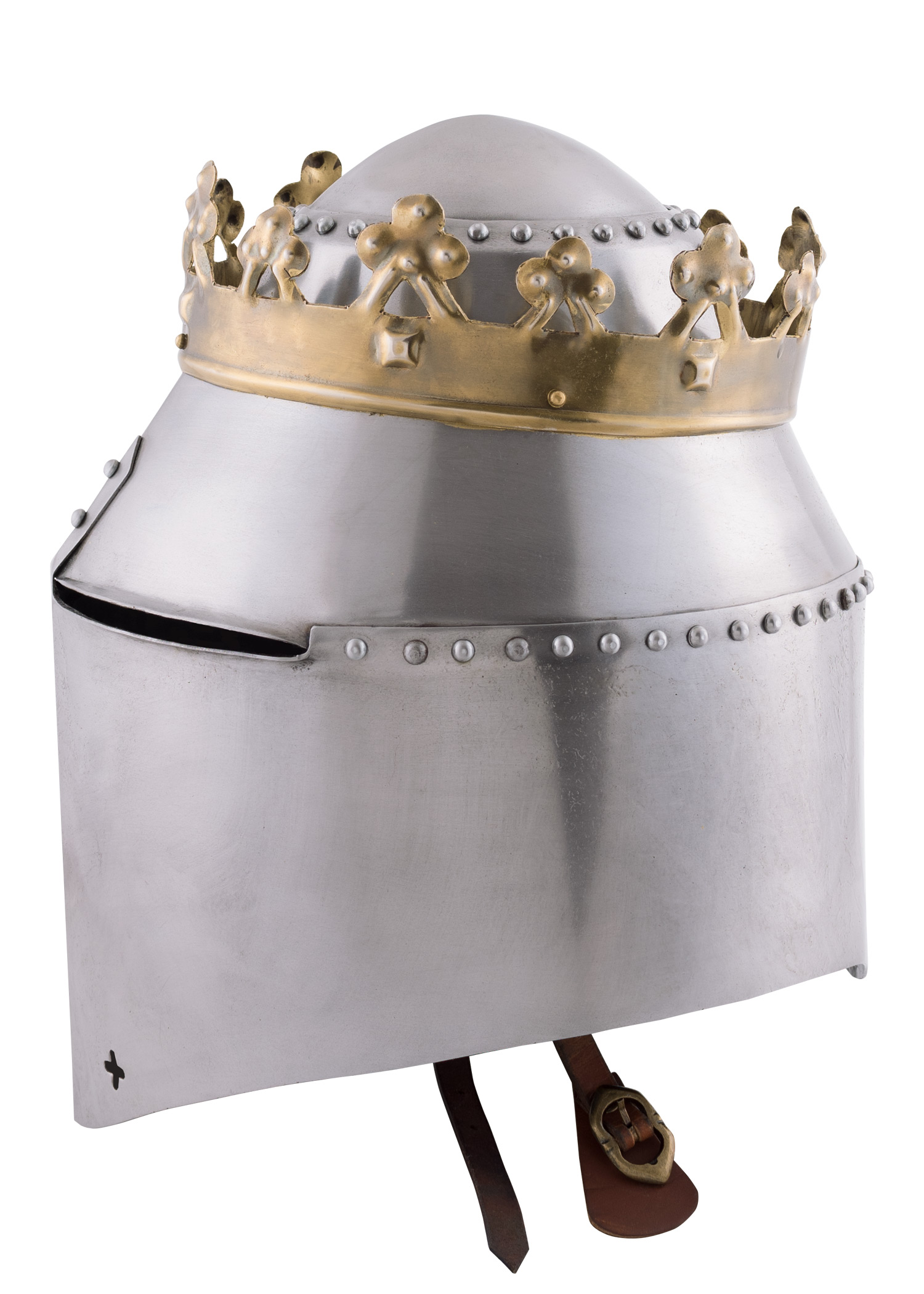 Grosser Königlicher Topfhelm mit Krone, 1,6 mm Stahl