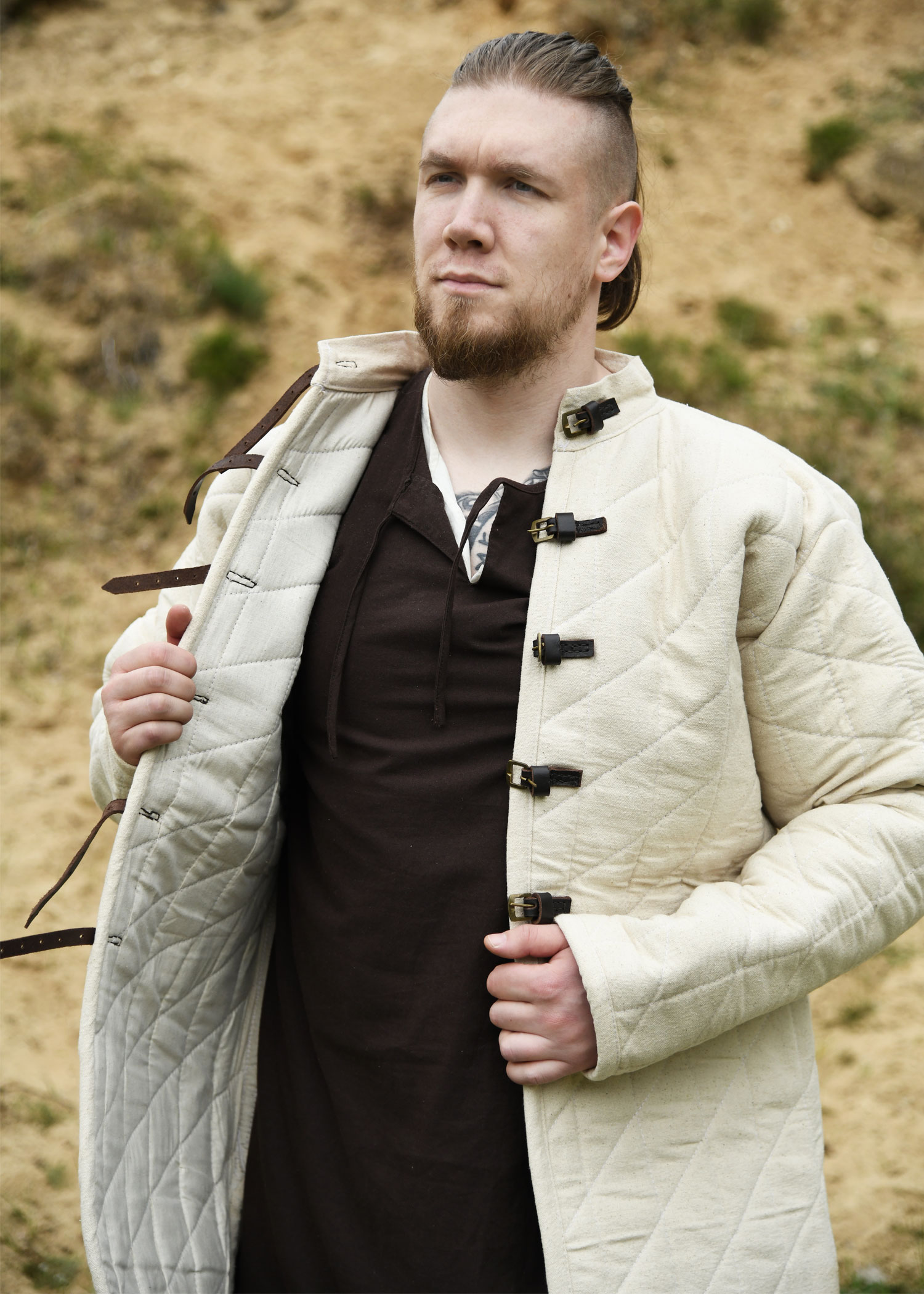Gambeson with buckles, natural colour, heavy duty