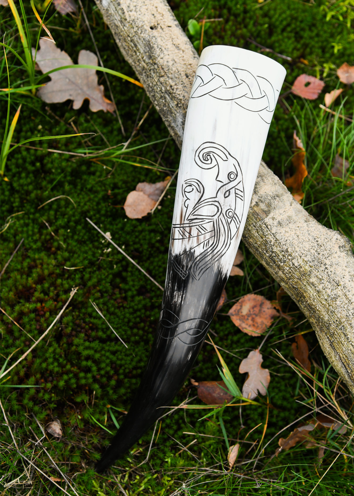 Viking Drinking Horn with Raven Motif