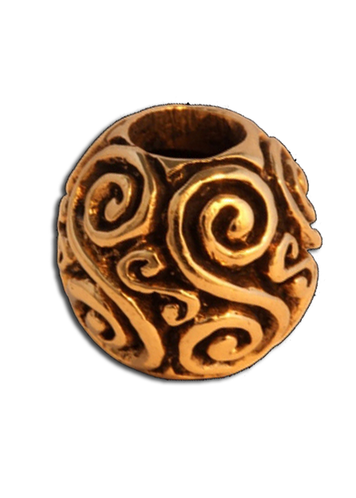 runde Bartperle und Lockenperle mit Doppelspiralen aus Bronze