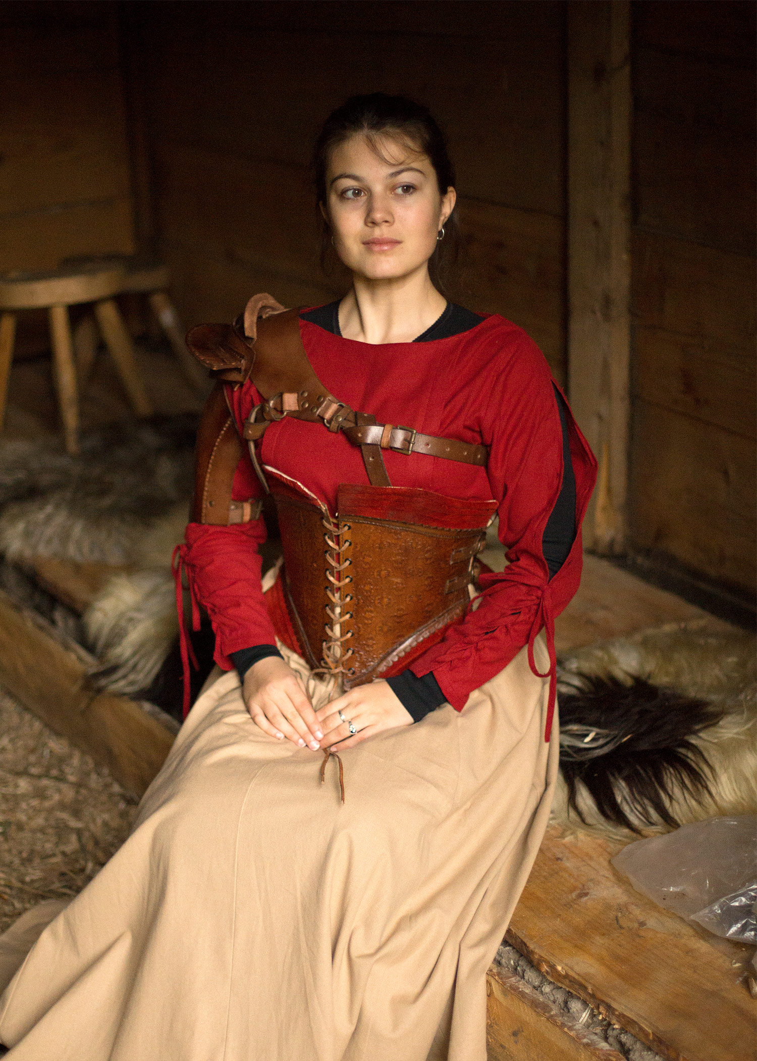 Shoulder Armour, Brown, Leather Shoulder