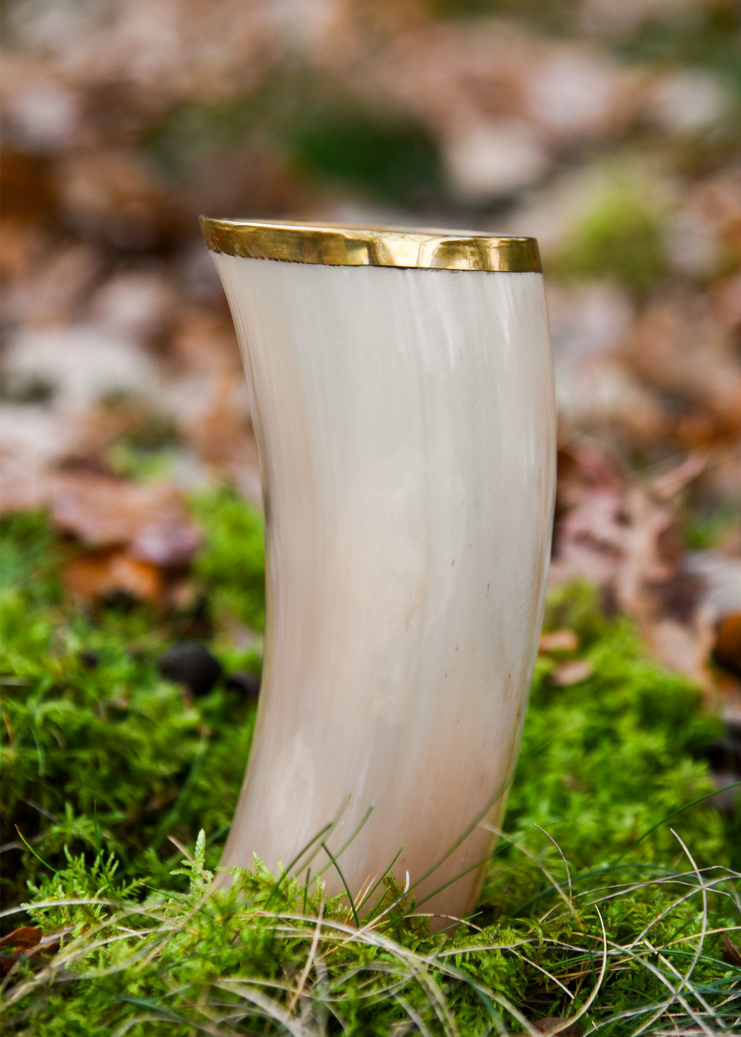 Horn Drinking Cup with Brass Rim, without Handle